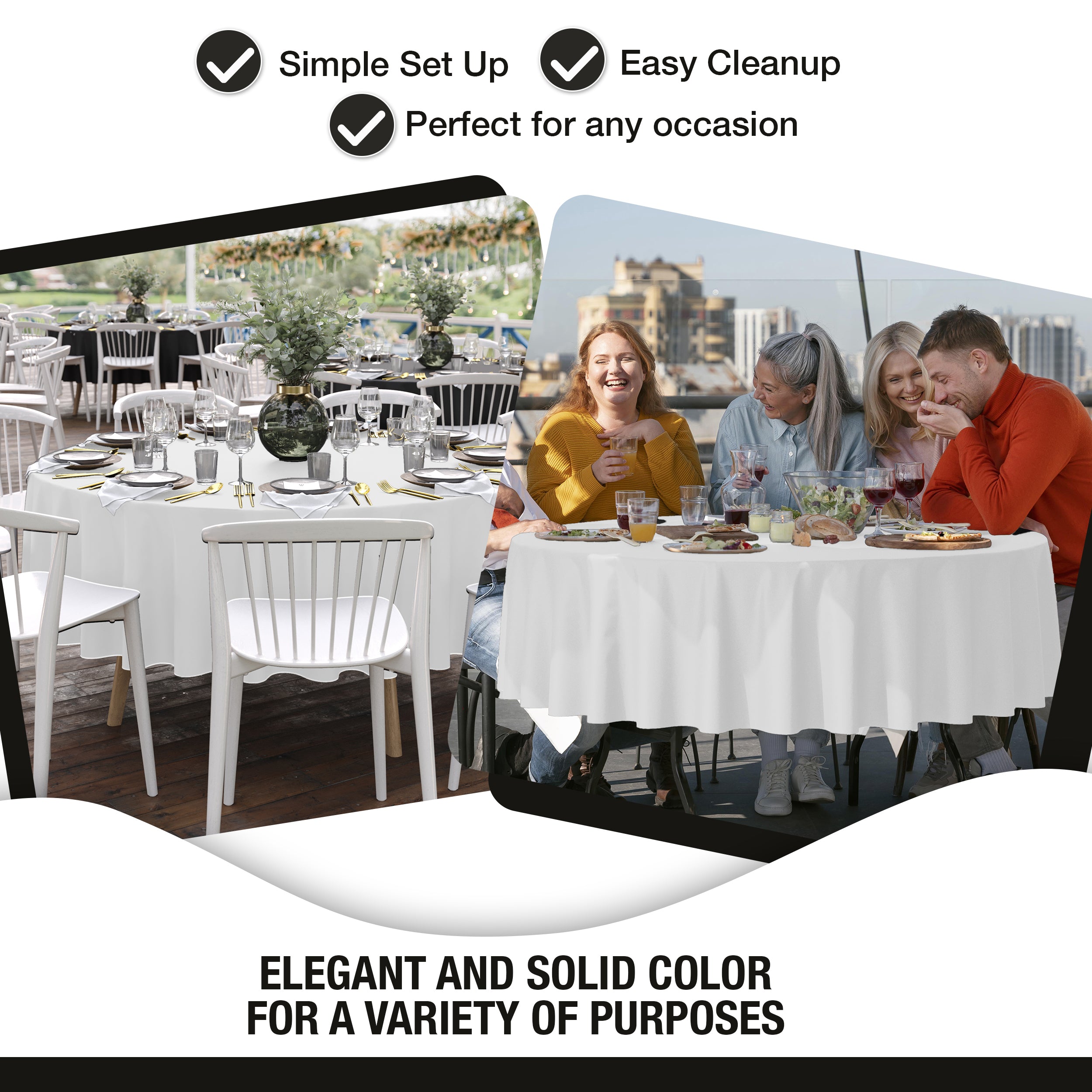 Premium 90" Round White Table Cover