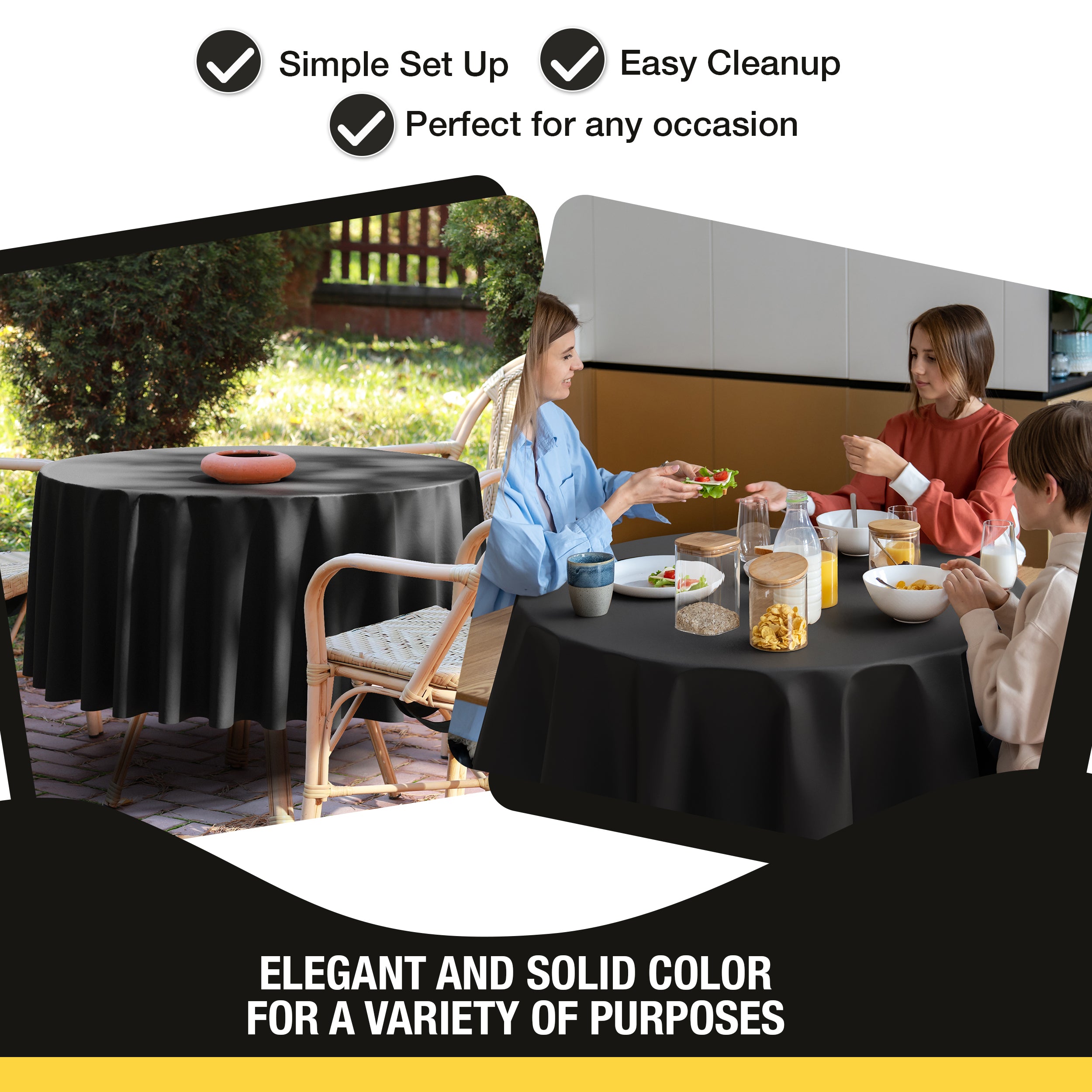 Premium 60" Round Black Table Cover