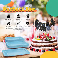 7 In. Light Blue Square Paper Plates - 20 Ct.