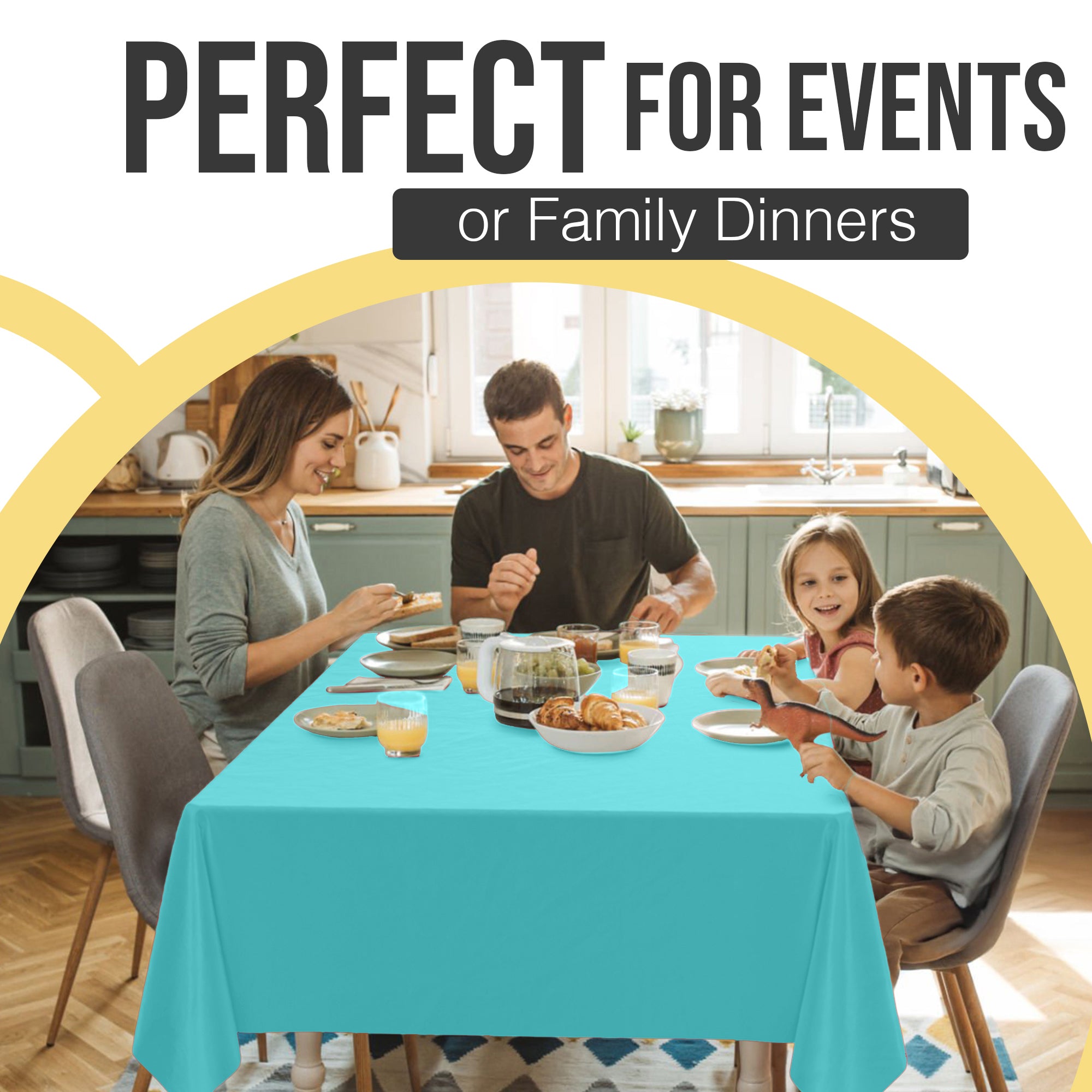 Premium Aqua Blue Plastic Table Cover | 54 in. x 108 in.