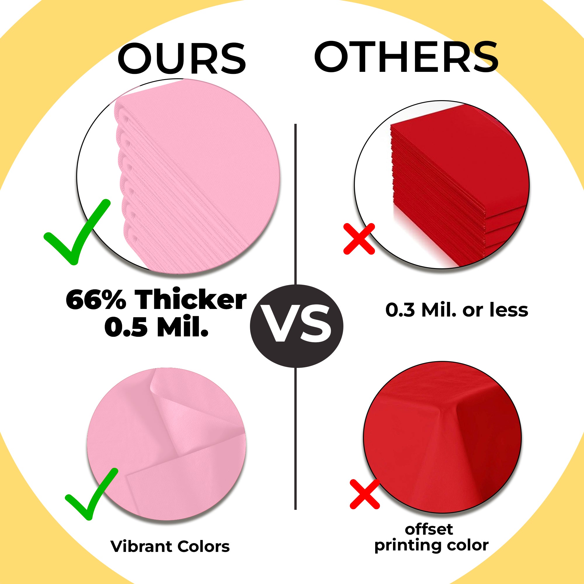 Premium Round Pink Plastic Table Covers | 6 Pack | 84 in.