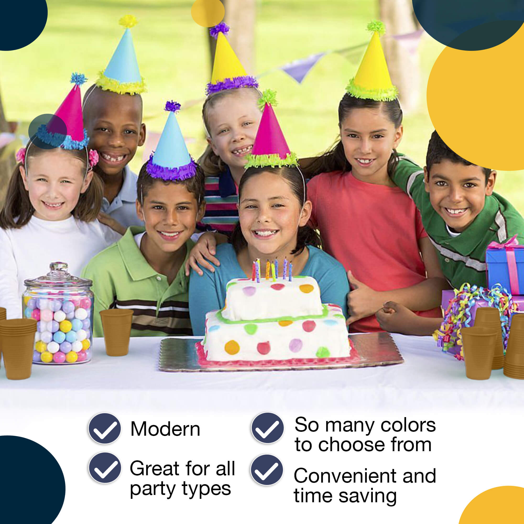 12 Oz. Gold Plastic Cups | 16 Count