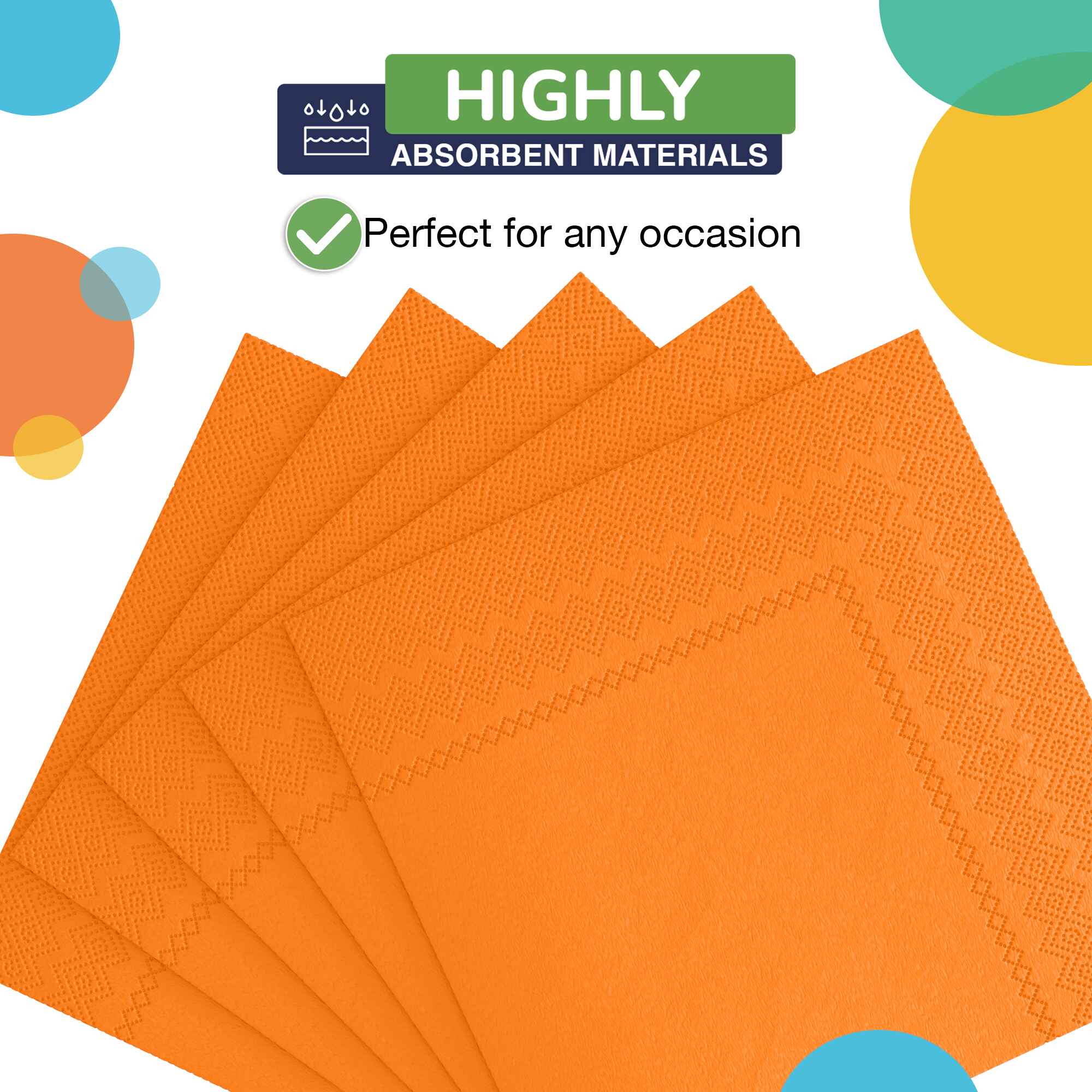 Orange Beverage Napkins - 4.75 in. x 4.75 in. | Case of 3600