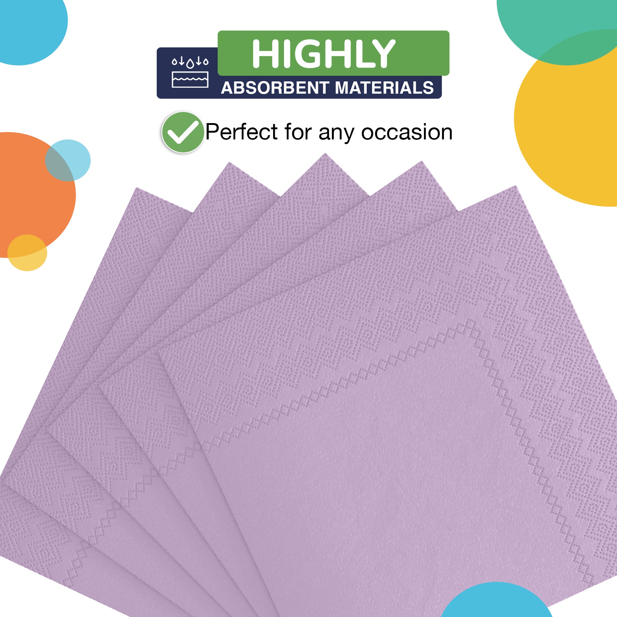 Lavender Beverage Napkins - 4.75 in. x 4.75 in. | 100 Count