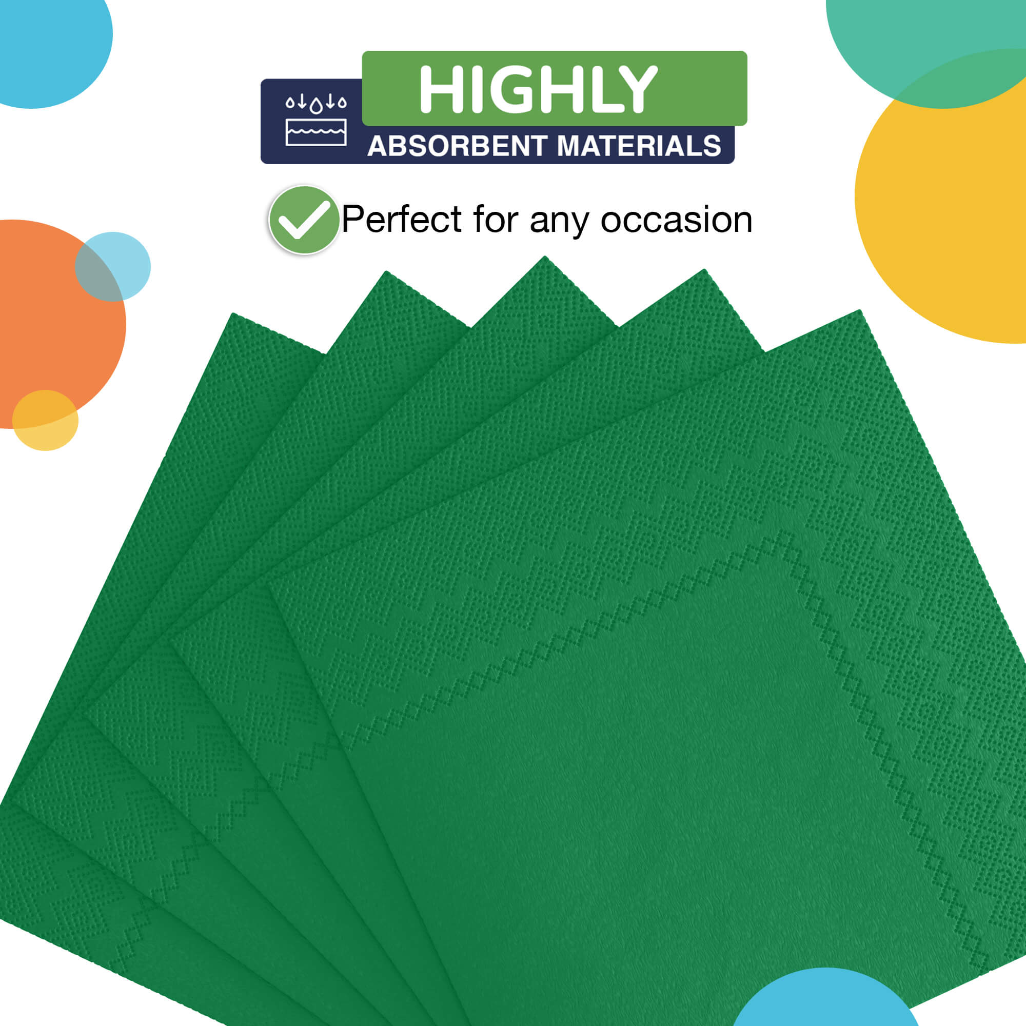 Emerald Green Beverage Napkins - 4.75 In. X 4.75 In. | 50 Count