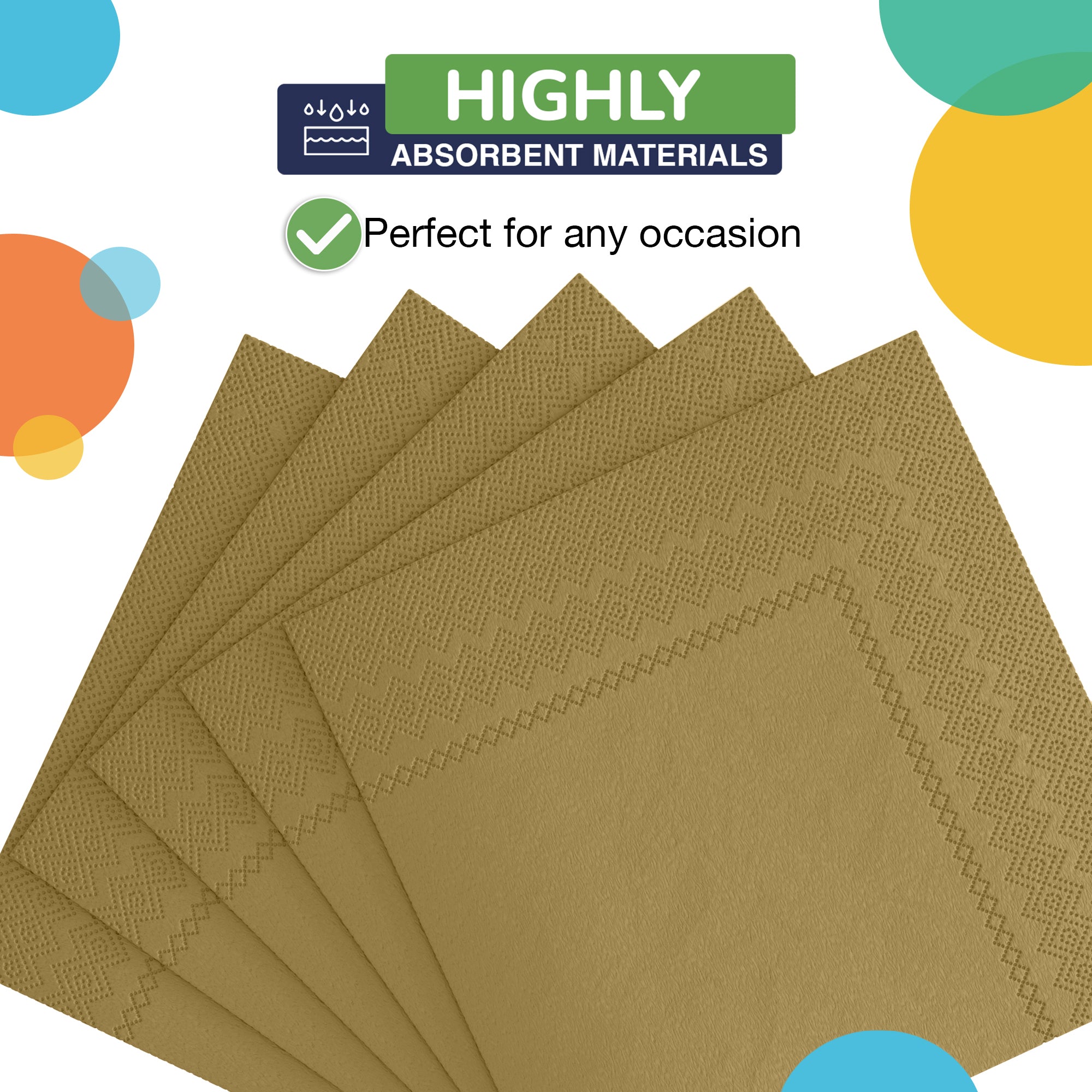 Gold Beverage Napkins - 4.75 in. x 4.75 in. | 100 Count