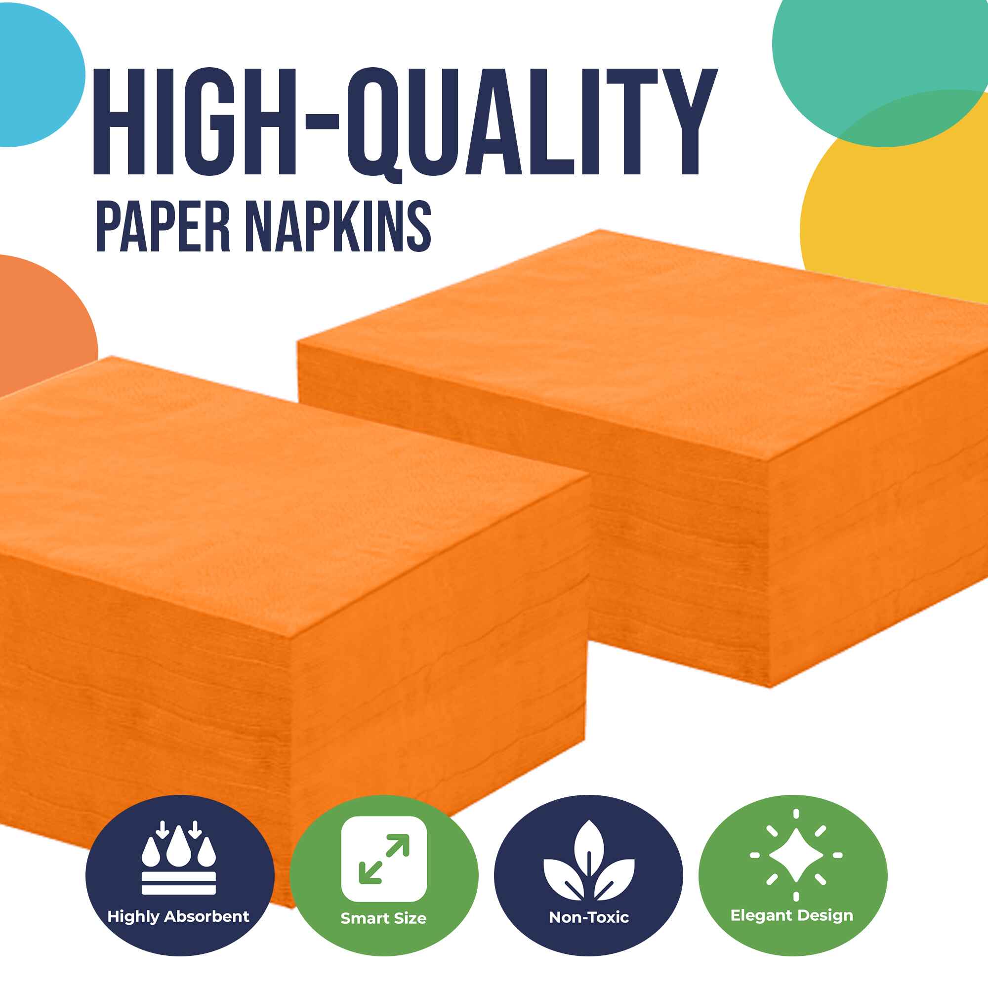Orange Luncheon Napkins - 6.75 In. X 6.75 In. | 20 Count