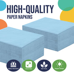 Light Blue Beverage Napkins - 4.75 in. x 4.75 in. | 100 Count