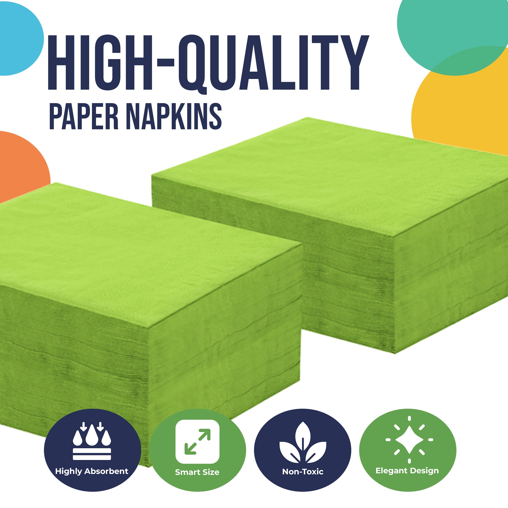 Lime Green Beverage Napkins - 4.75 in. x 4.75 in. | 100 Count