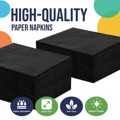 Black Beverage Napkins - 4.75 in. x 4.75 in. | 100 Count