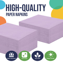 Lavender Beverage Napkins - 4.75 in. x 4.75 in. | 100 Count