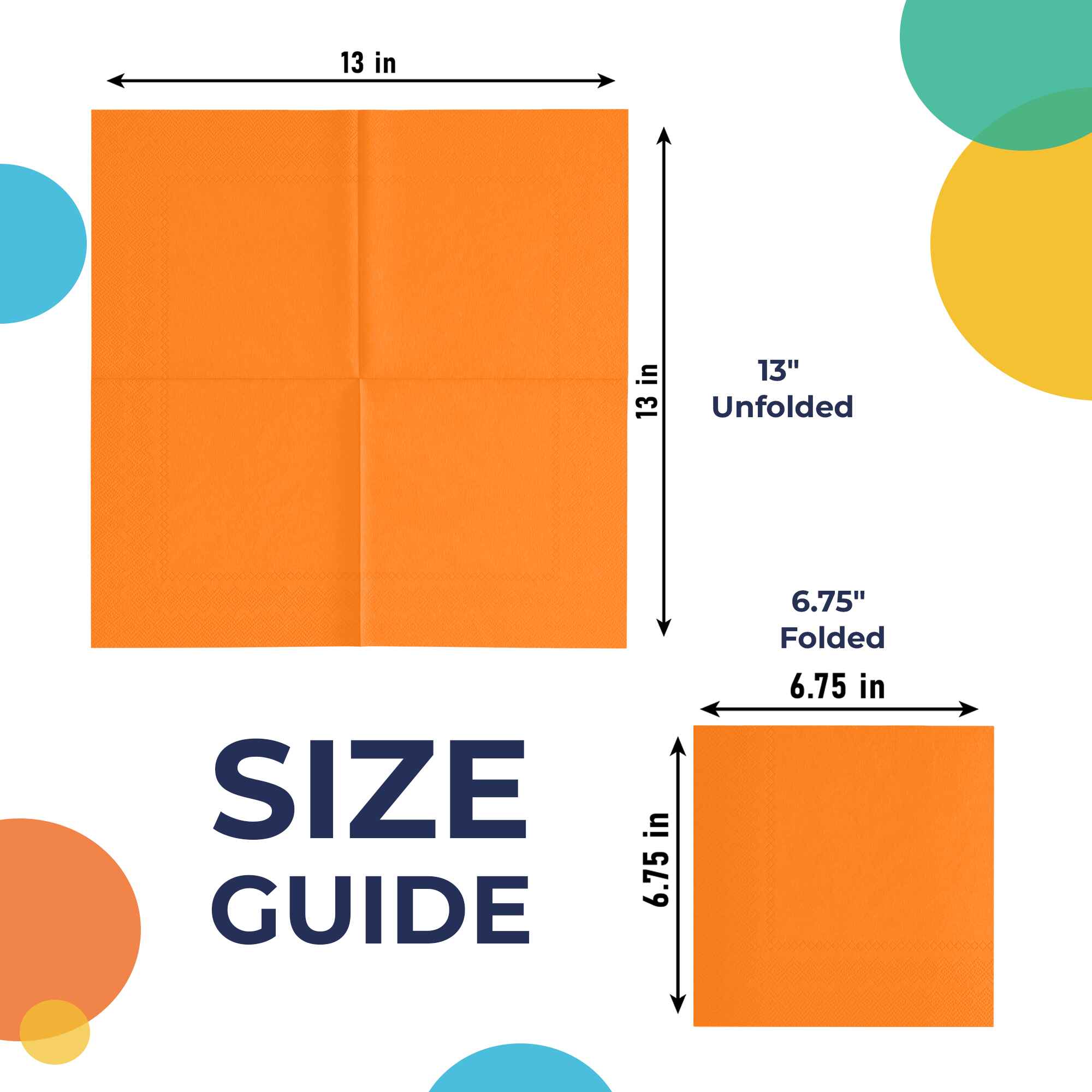Orange Luncheon Napkins - 6.75 In. X 6.75 In. | 20 Count