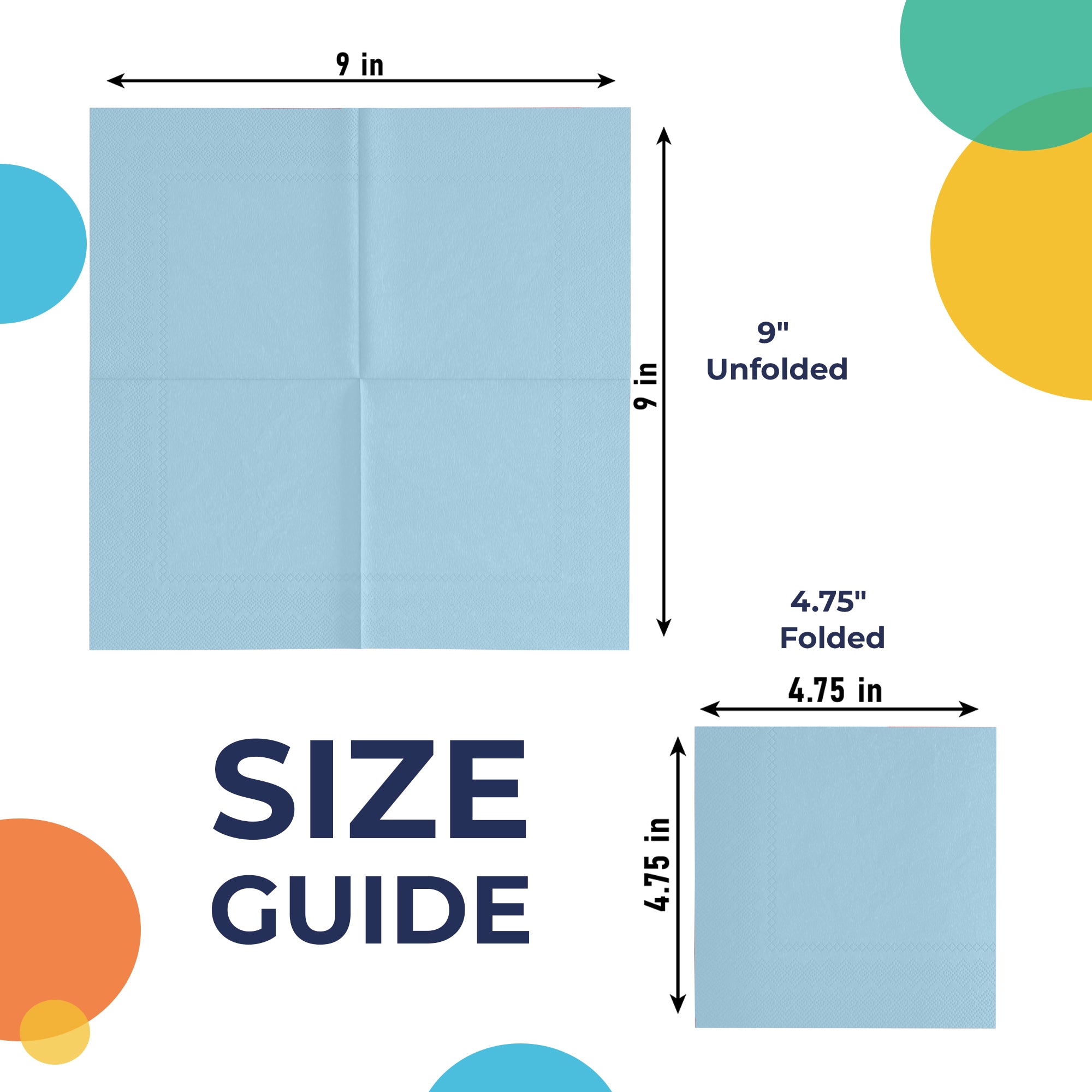 Light Blue Beverage Napkins - 4.75 in. x 4.75 in. | 100 Count