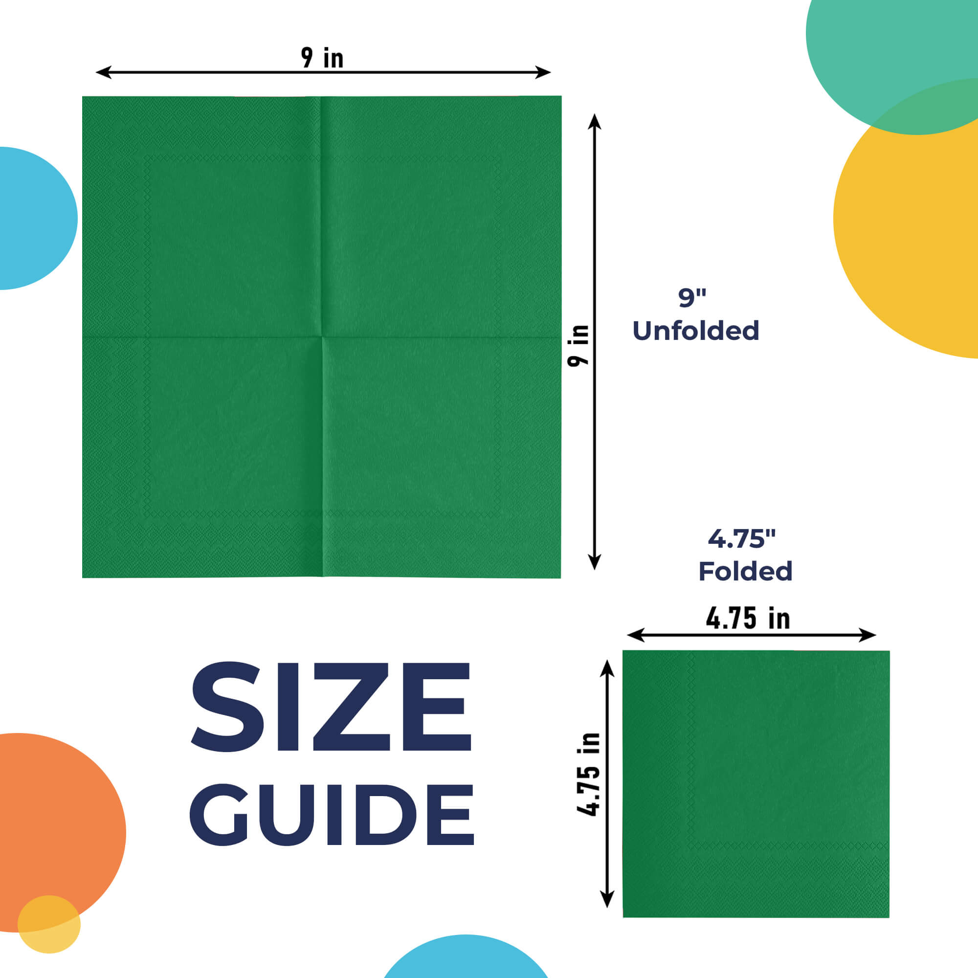Emerald Green Beverage Napkins - 4.75 In. X 4.75 In. | 50 Count