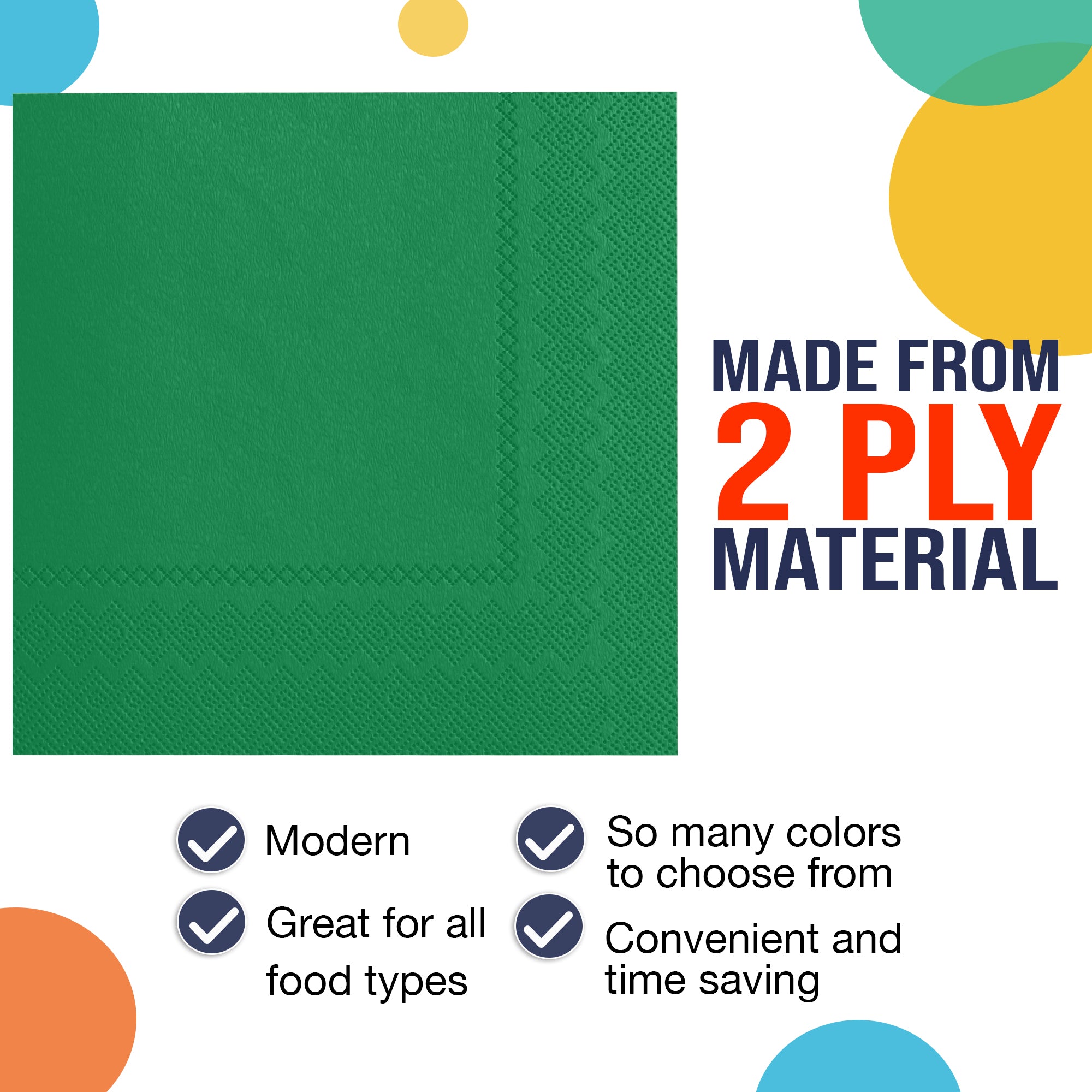 Emerald Green Luncheon Napkins - 6.75 in. | 100 Count