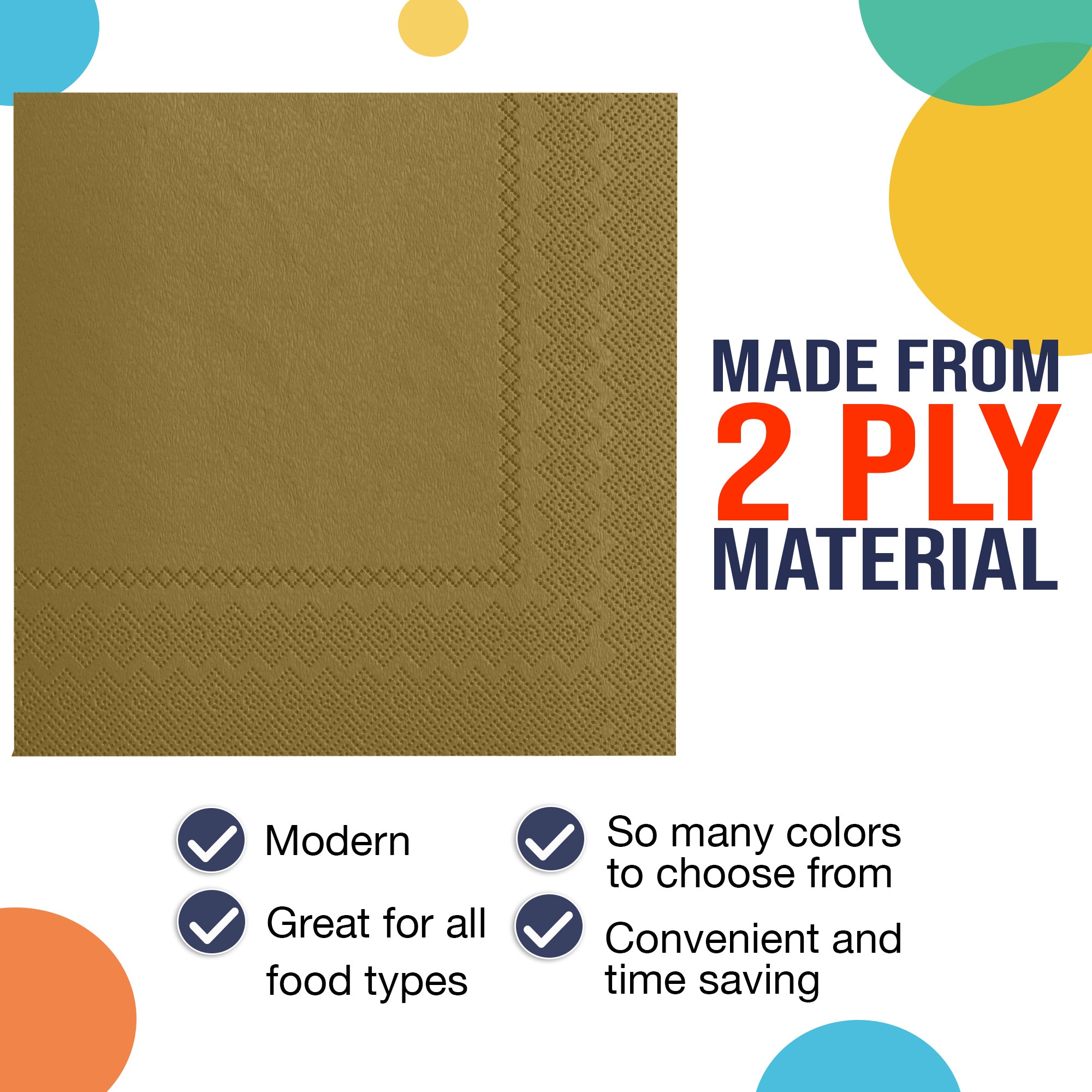 Gold Beverage Napkins - 4.75 in. x 4.75 in. | 100 Count