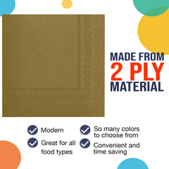 Gold Beverage Napkins - 4.75 in. x 4.75 in. | 100 Count