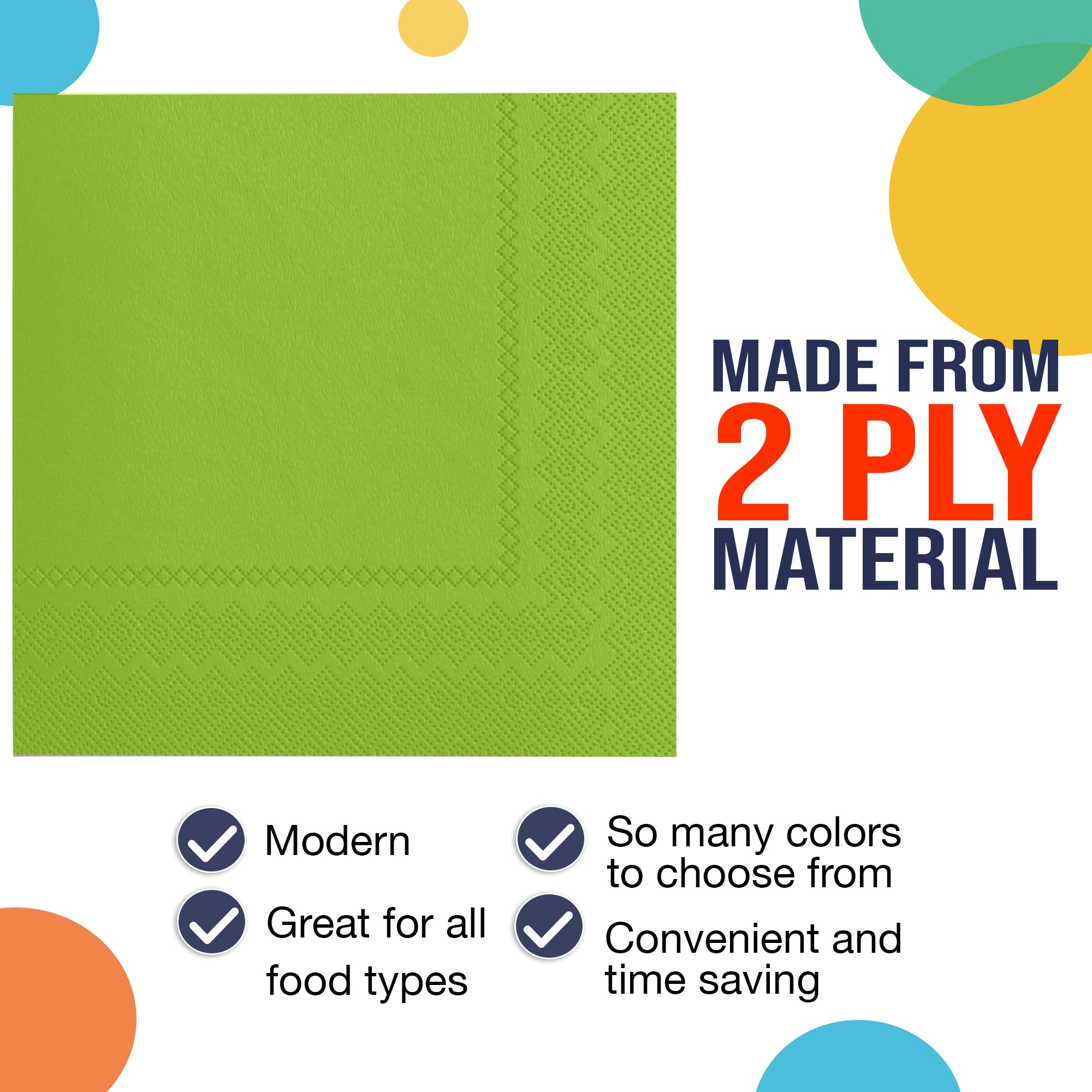 Lime Green Luncheon Napkins - 6.75 in. | 100 Count
