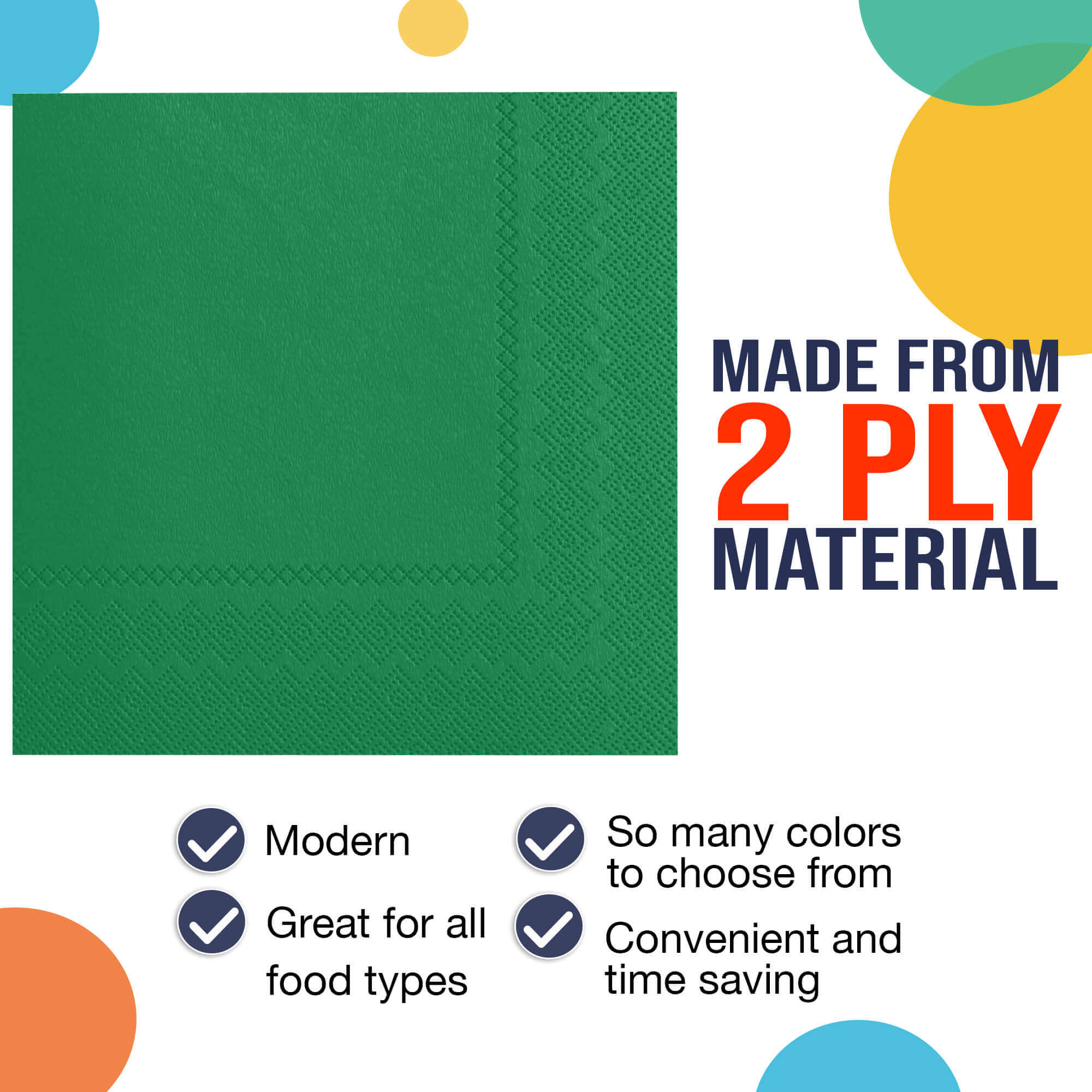 Emerald Green Luncheon Napkins - 6.75 In. X 6.75 In. | 50 Count