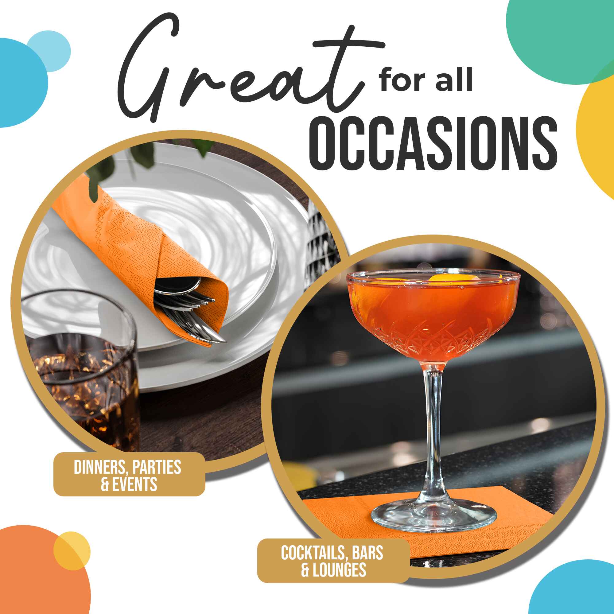 Orange Luncheon Napkins - 6.75 in. x 6.75 in. | Case of 3600