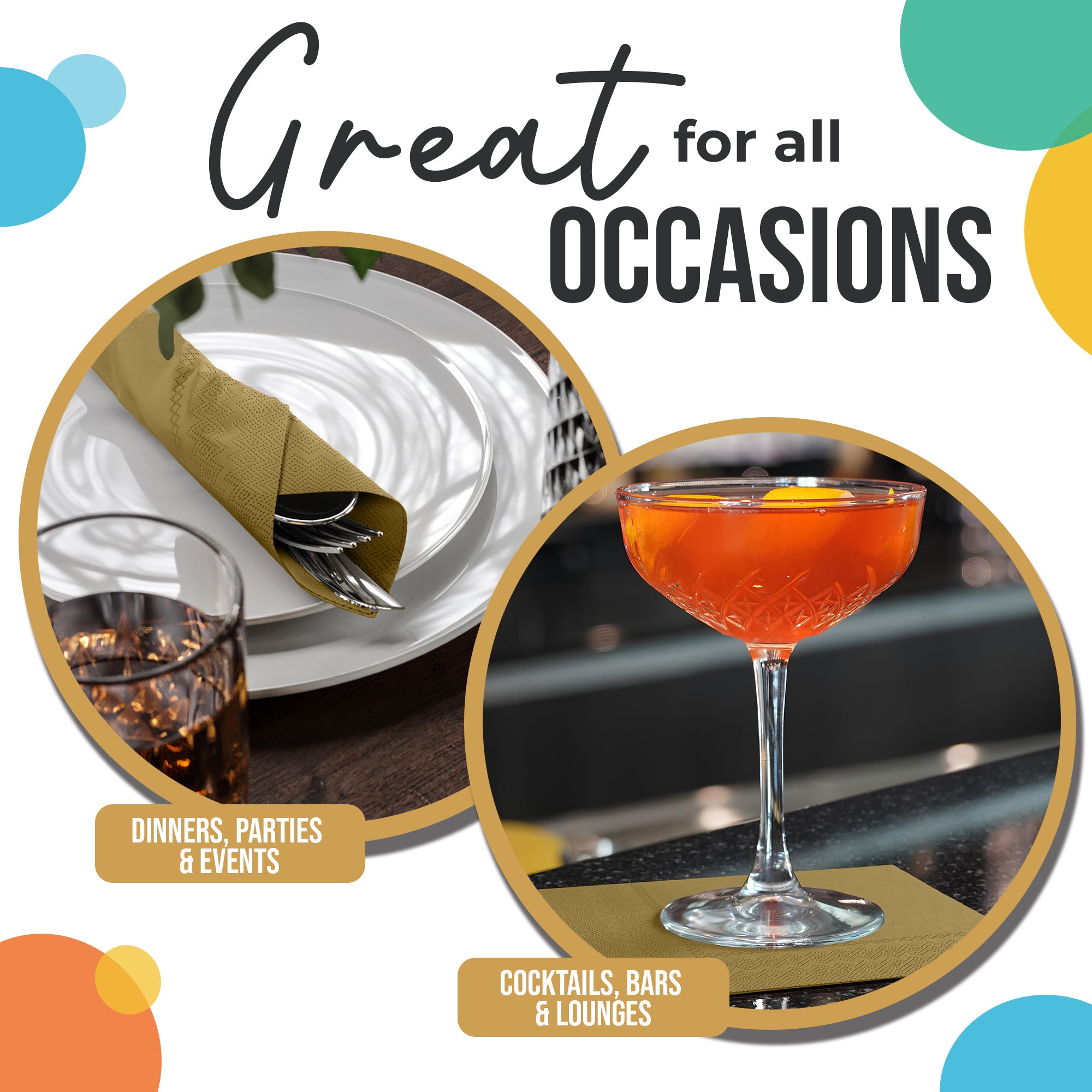 Gold Beverage Napkins - 4.75 in. x 4.75 in. | 100 Count