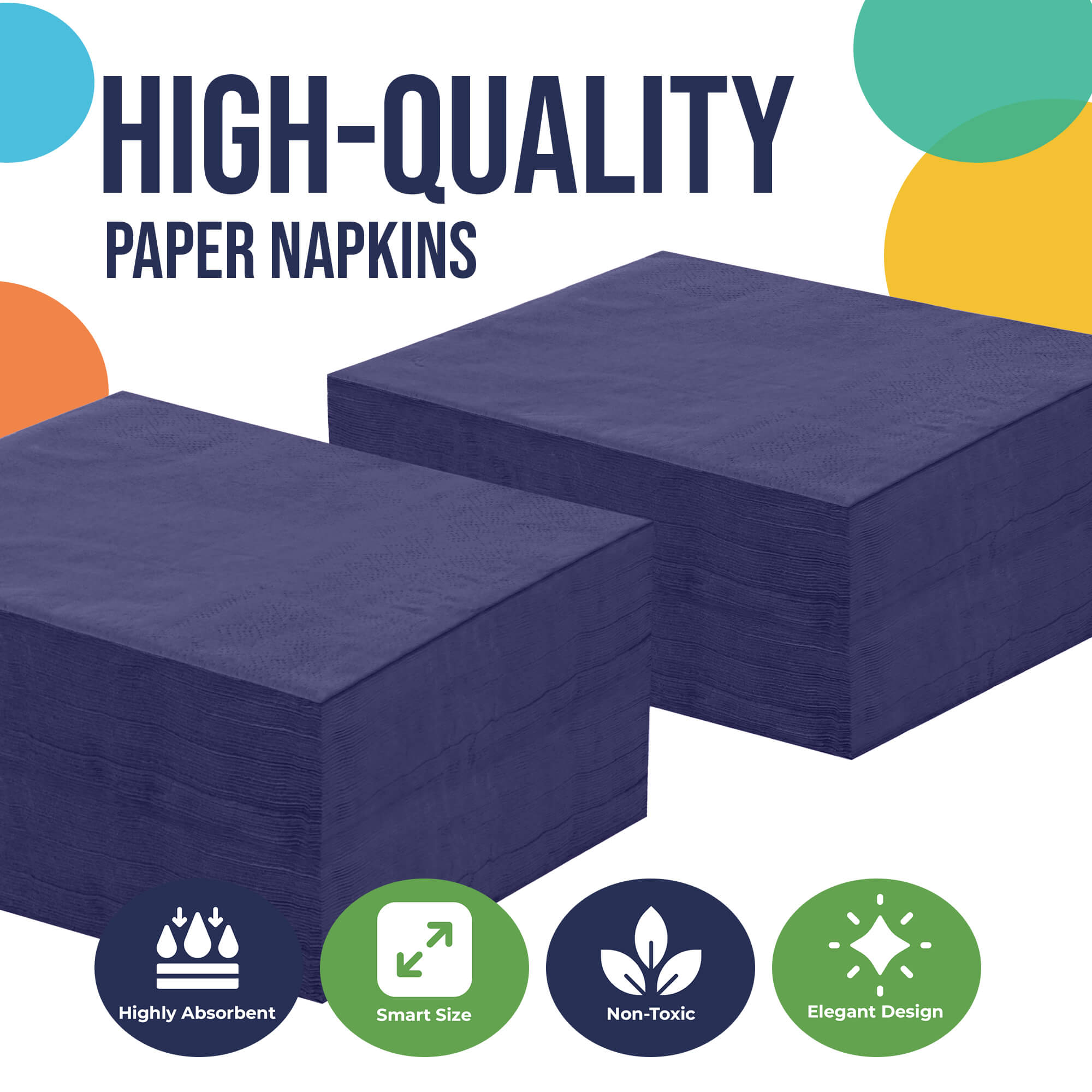 Dark Purple Beverage Napkins - 4.75 in. x 4.75 in. | Case of 3600