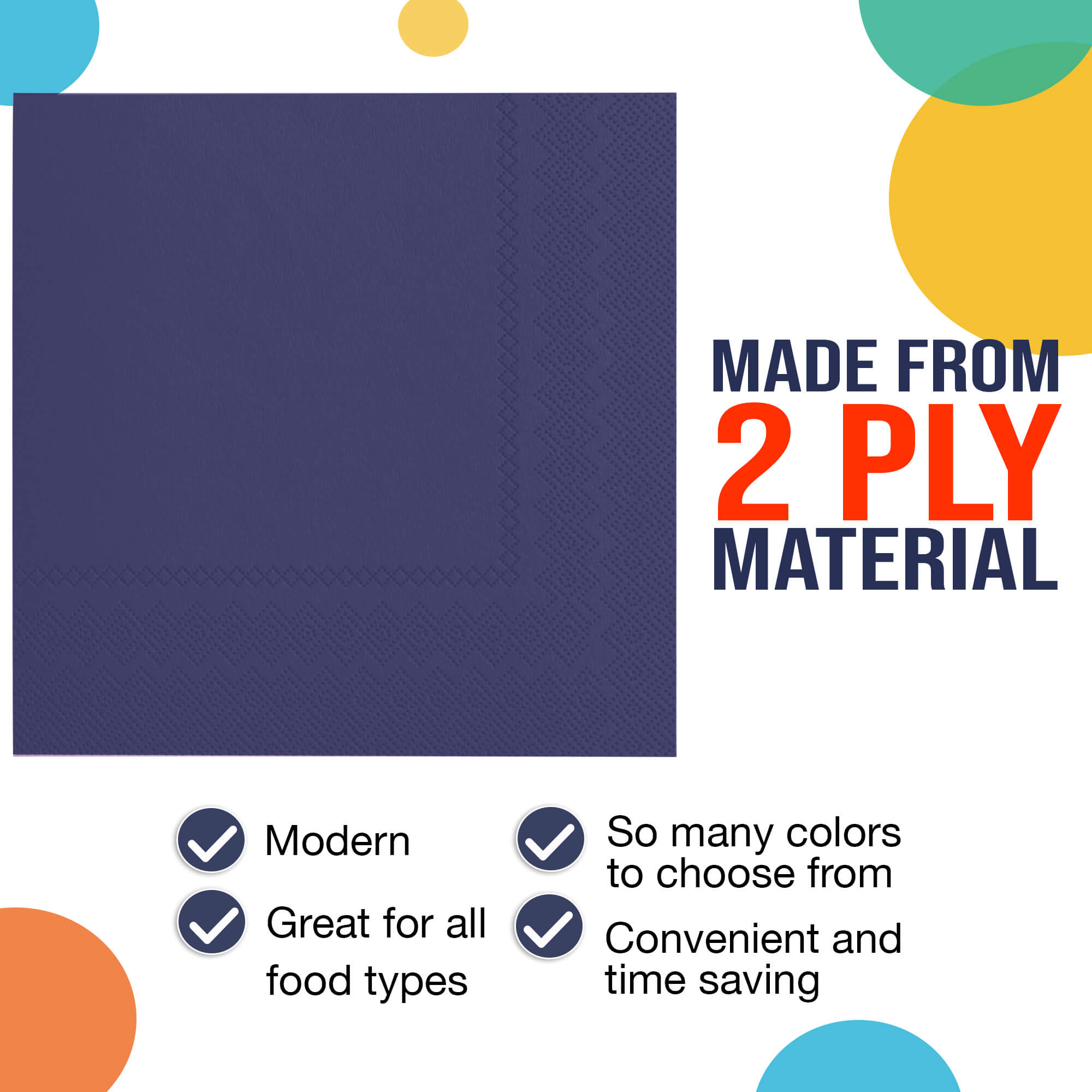 Dark Purple Beverage Napkins - 4.75 in. x 4.75 in. | Case of 3600
