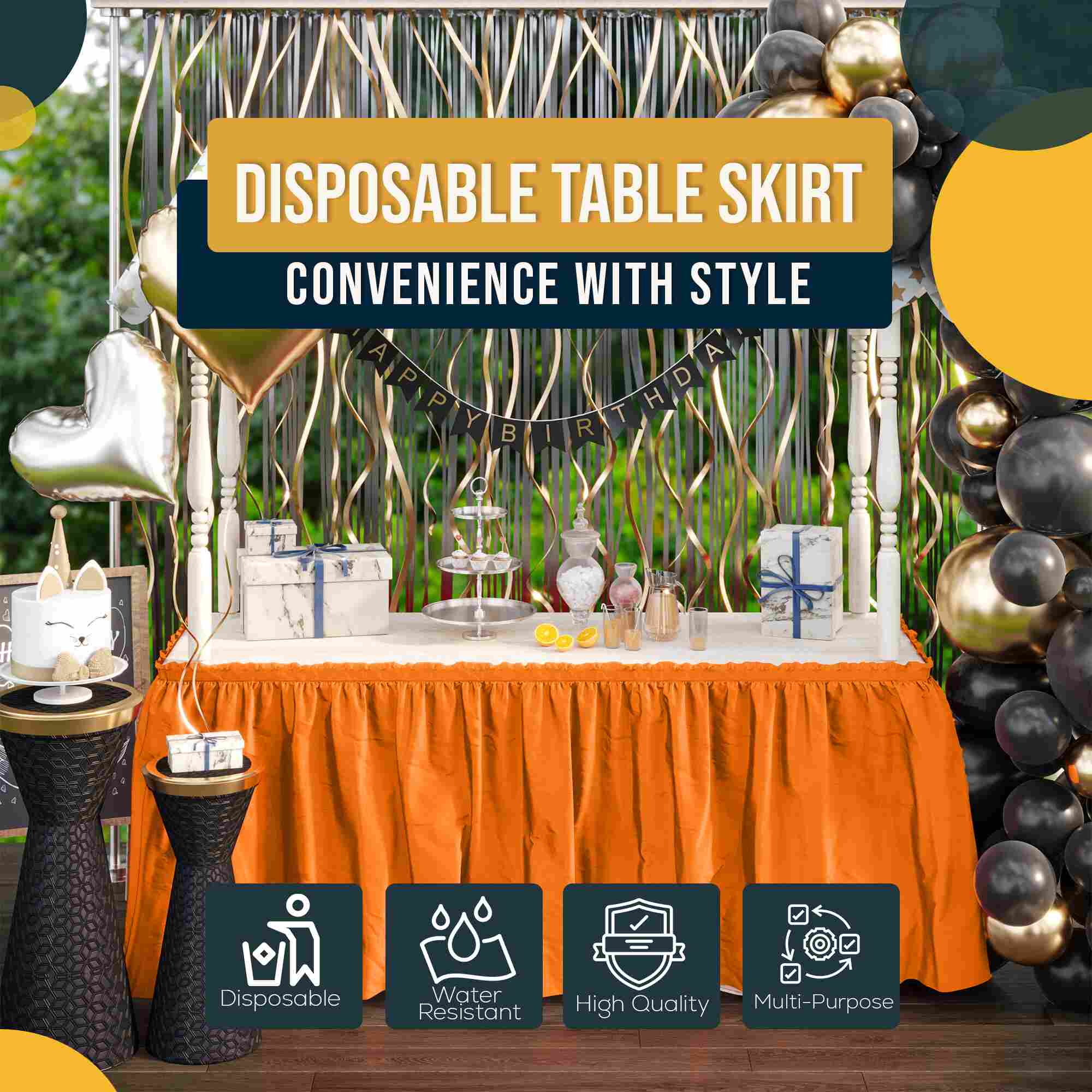 Orange Plastic Table Skirt