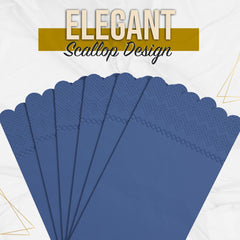 3 Ply China Blue Scalloped Napkins - 13 in. x 15.7 in. - 20 Ct.