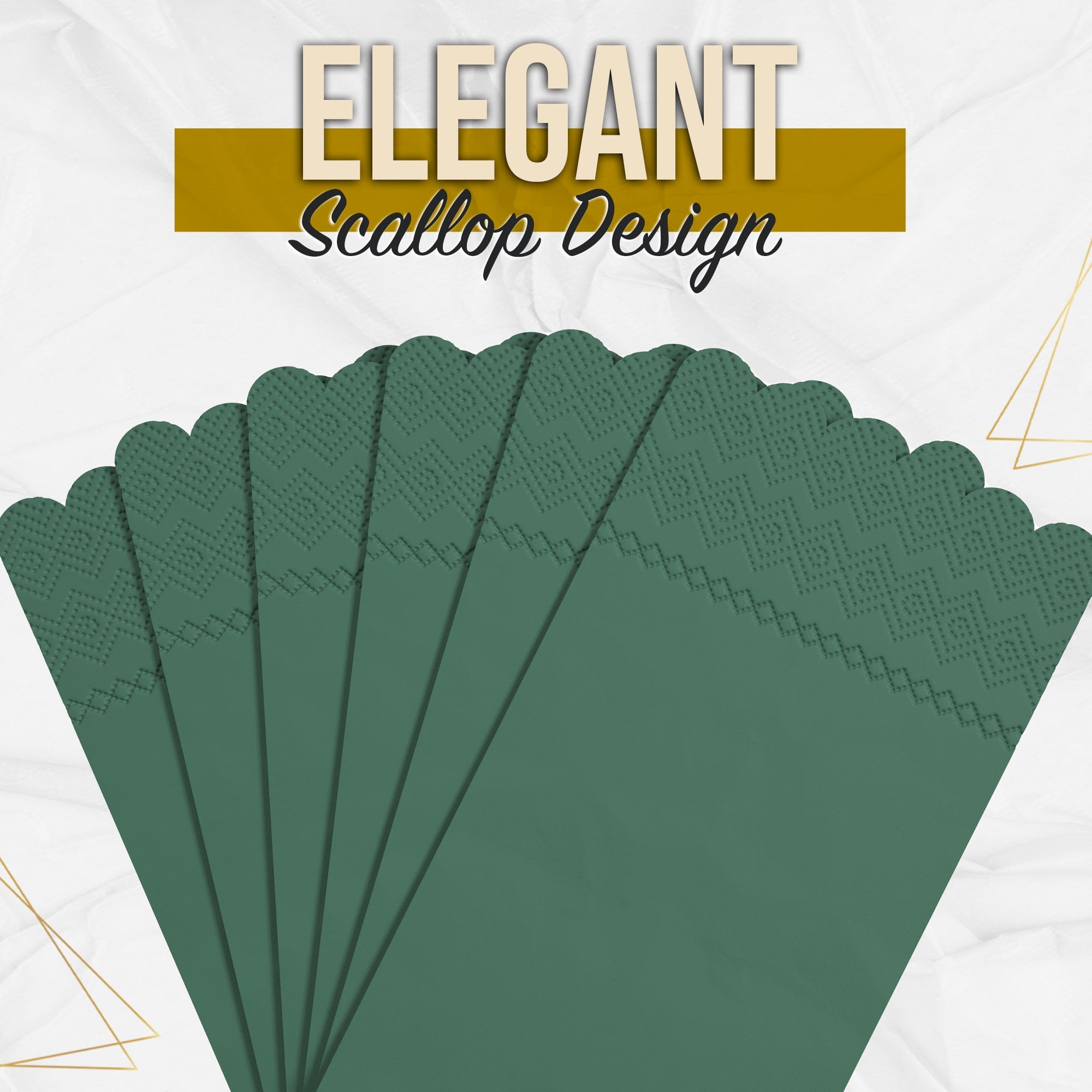 3 Ply Cypress Green Scalloped Napkins - 13 in. x 15.7 in. - 20 Ct.