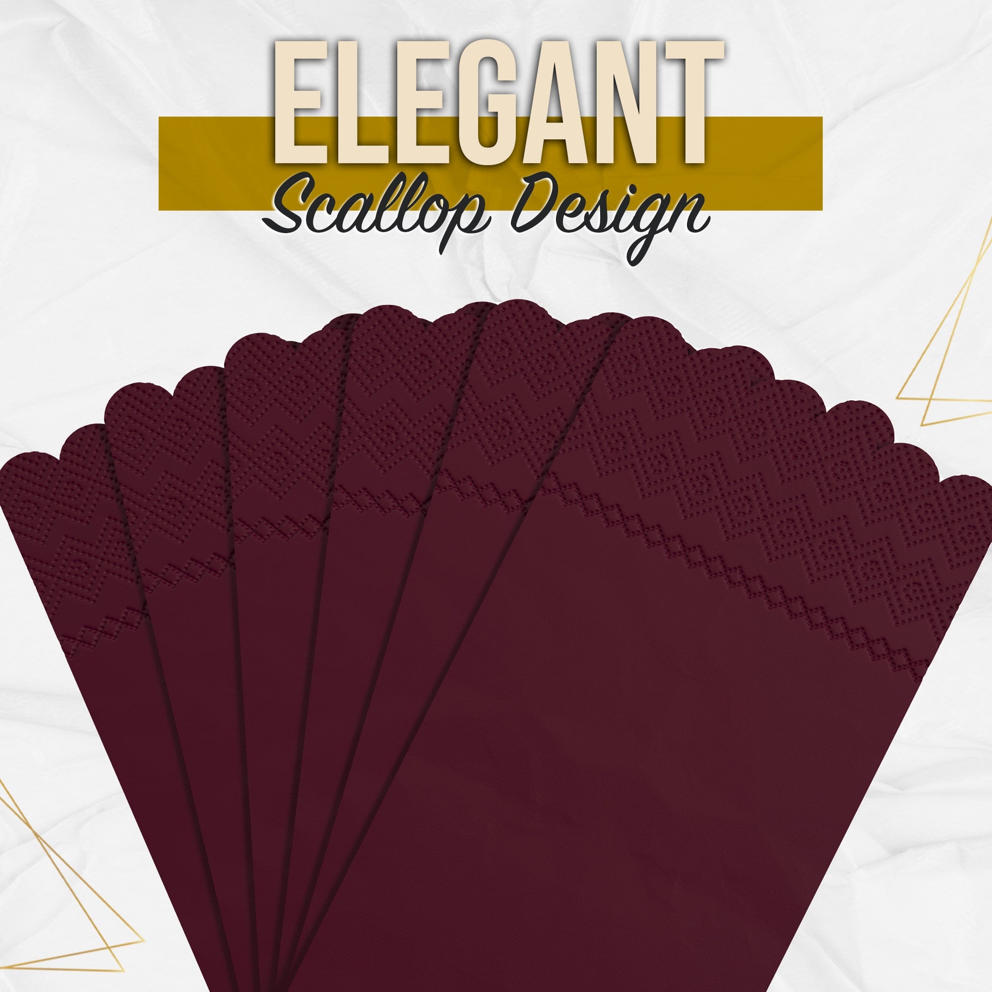 3 Ply Wine Berry Scalloped Napkins - 13 in. x 15.7 in. - 20 Ct.