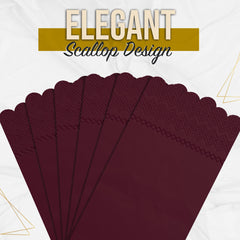 3 Ply Wine Berry Scalloped Napkins - 13 in. x 15.7 in. - 20 Ct.