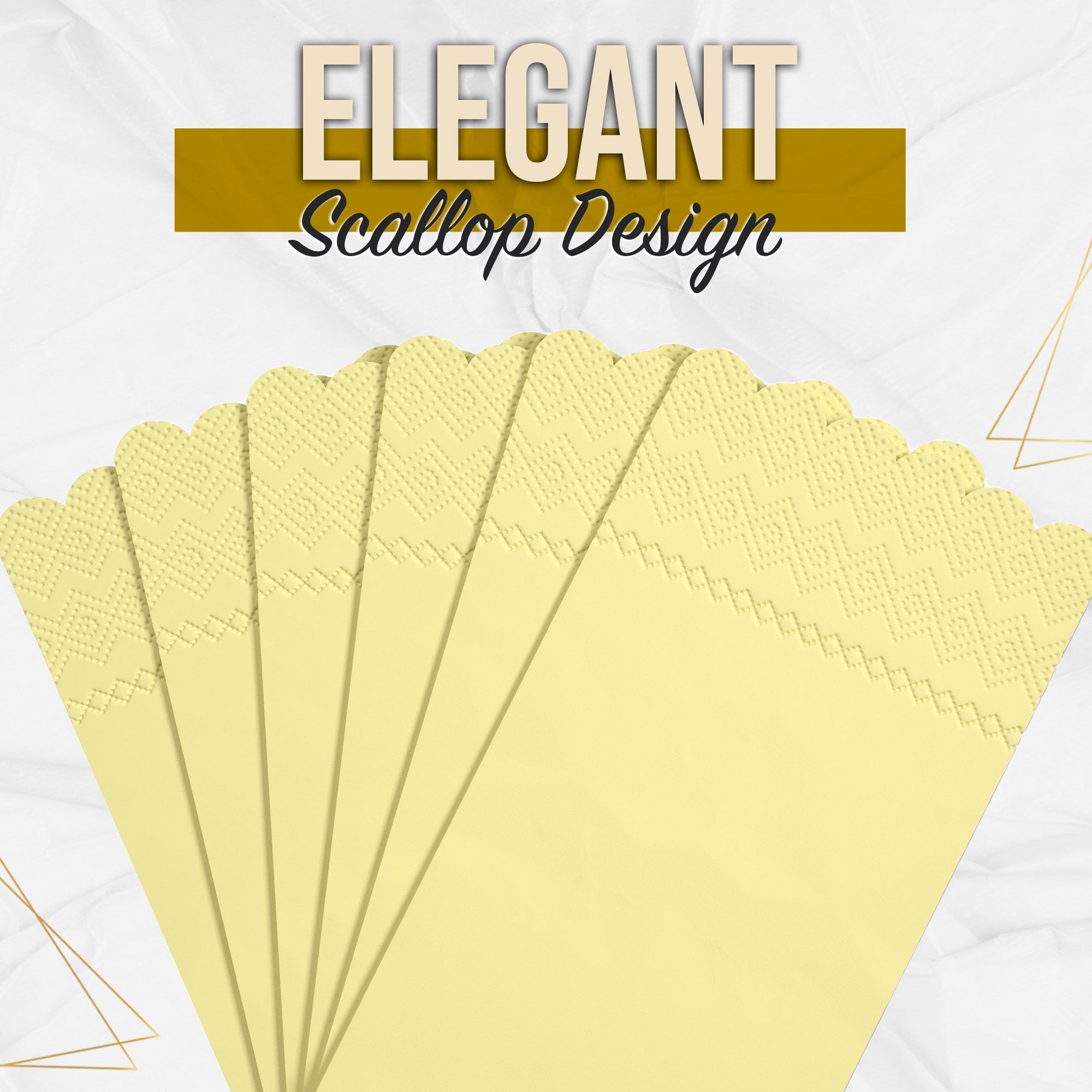 3 Ply Buttercup Yellow Scalloped Napkins - 13 in. x 15.7 in. - 20 Ct.