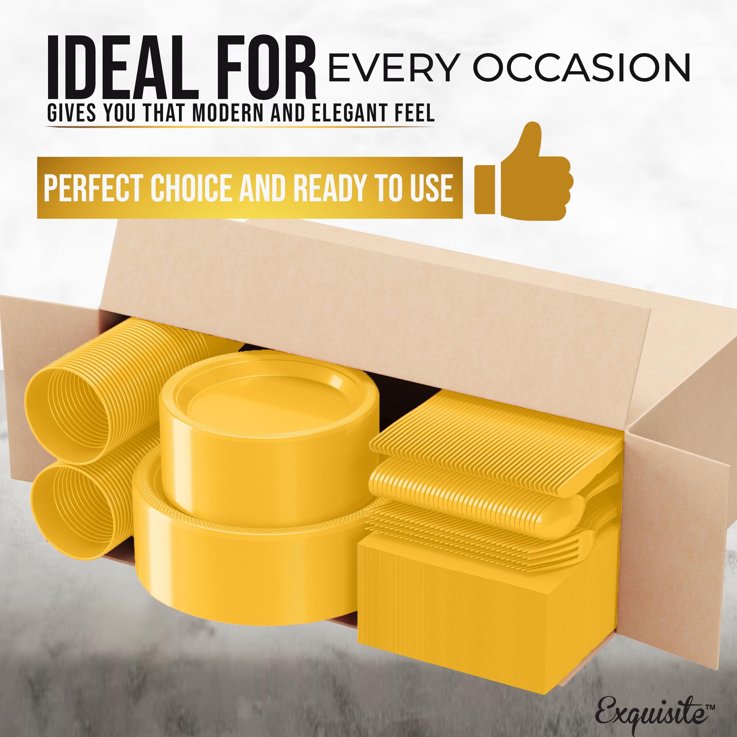 182 Pcs Yellow Plastic Dinnerware Set | Setting for 26