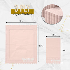 3 Ply Pink Peach Scalloped Napkins - 13 in. x 15.7 in. - 20 Ct.