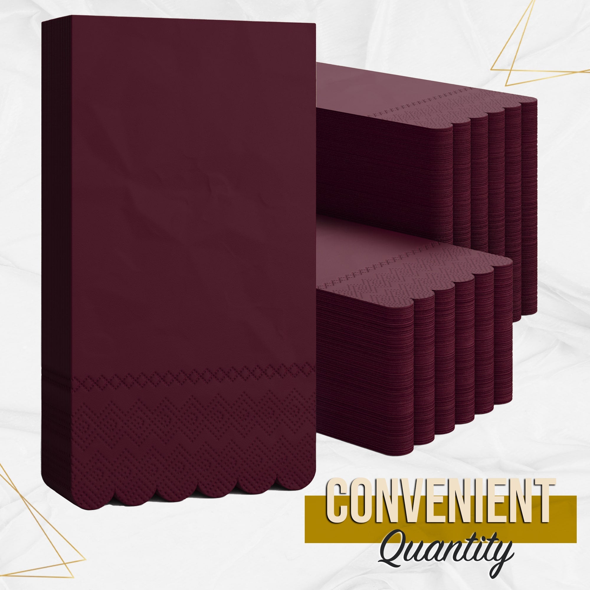 3 Ply Wine Berry Scalloped Napkins - 13 in. x 15.7 in. - 20 Ct.