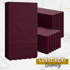 3 Ply Wine Berry Scalloped Napkins - 13 in. x 15.7 in. - 20 Ct.