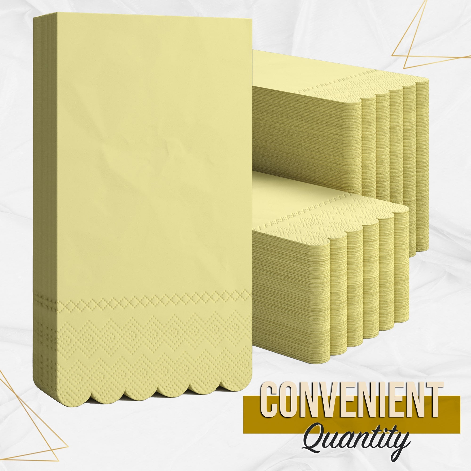 3 Ply Buttercup Yellow Scalloped Napkins - 13 in. x 15.7 in. - 20 Ct.