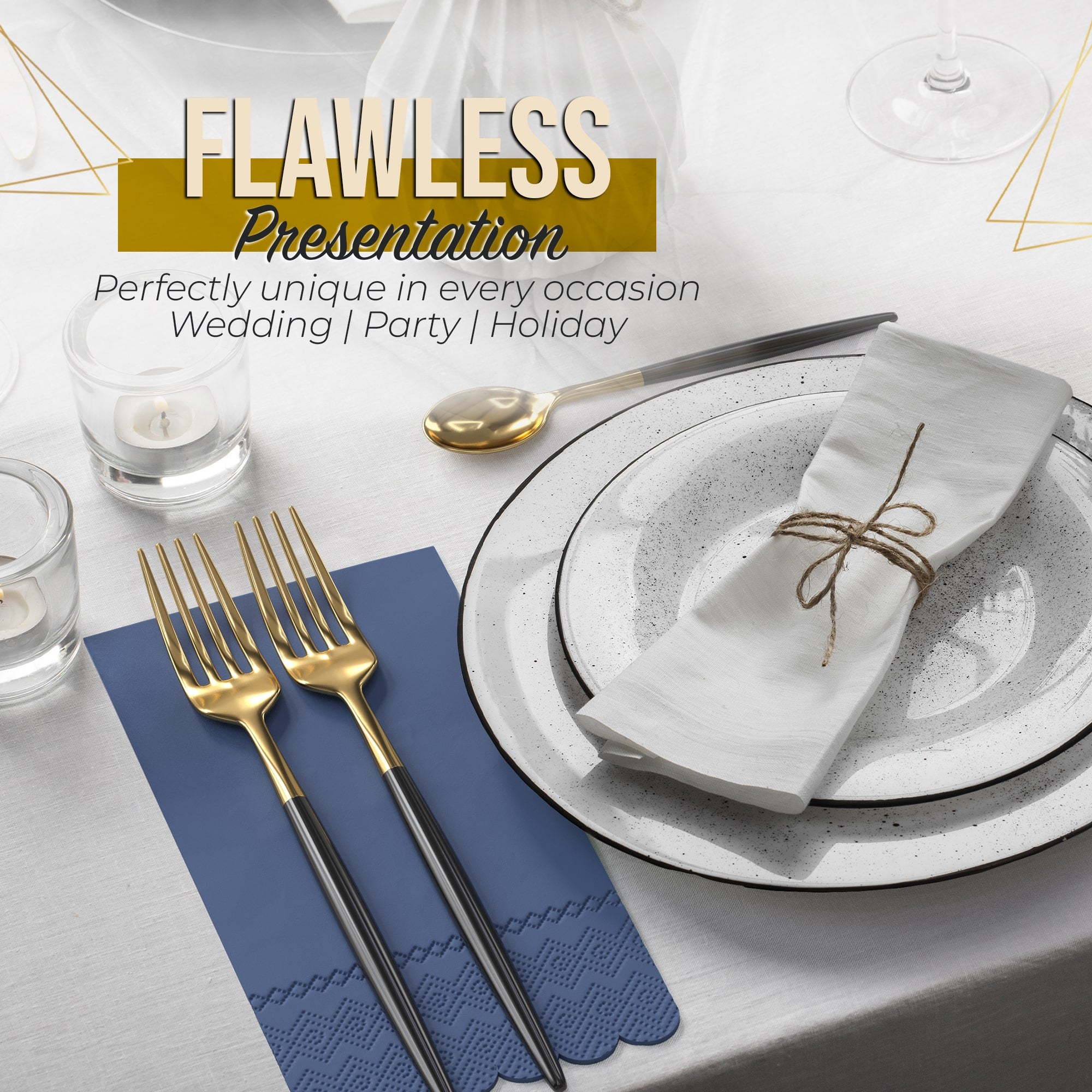 3 Ply China Blue Scalloped Napkins - 13 in. x 15.7 in. - 20 Ct.