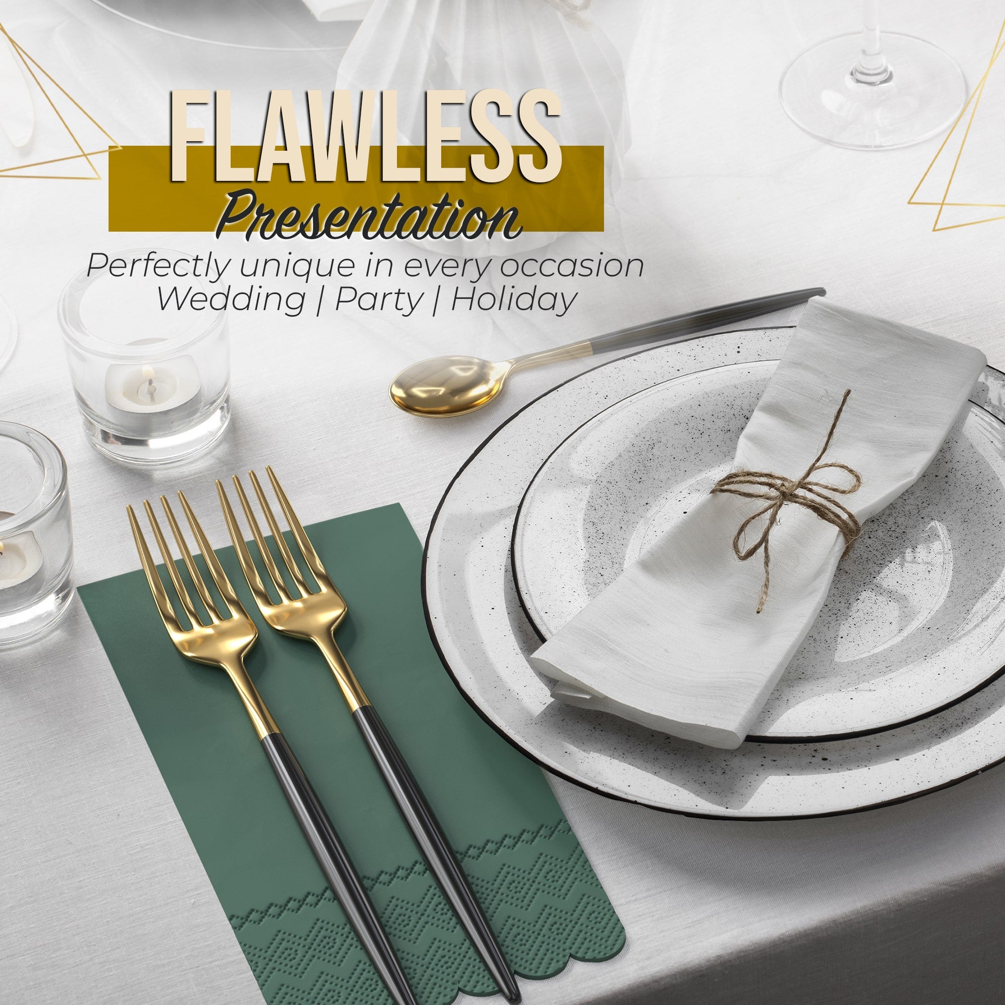 3 Ply Cypress Green Scalloped Napkins - 13 in. x 15.7 in. - 20 Ct.
