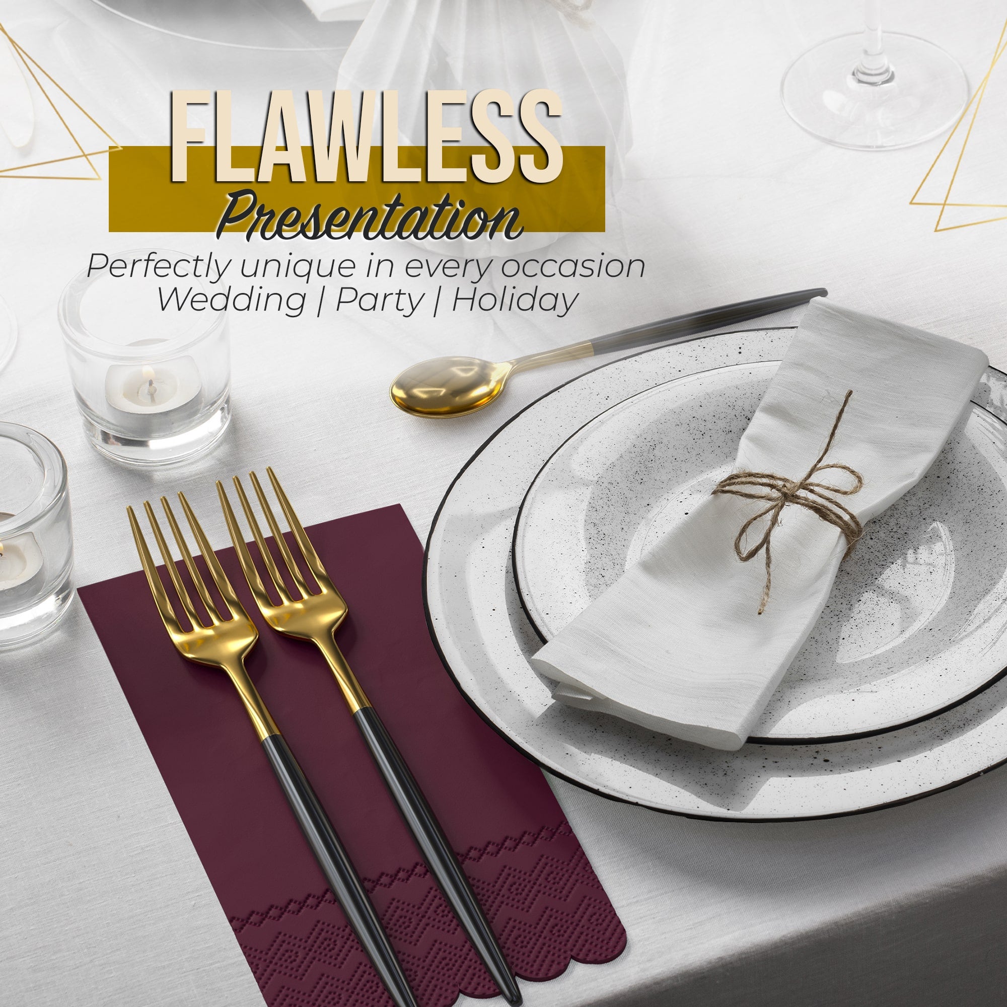 3 Ply Wine Berry Scalloped Napkins - 13 in. x 15.7 in. - 20 Ct.