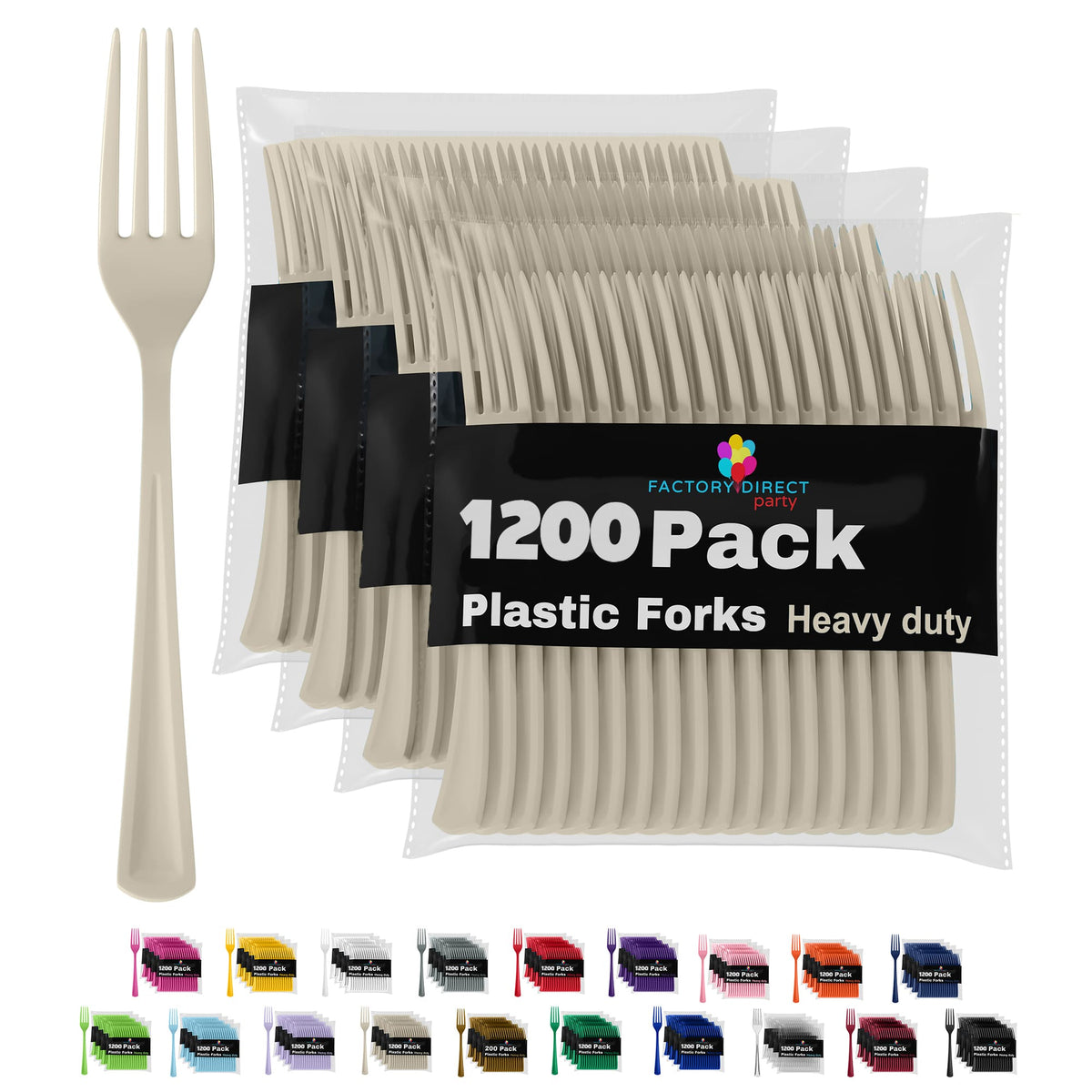 Heavy Duty Ivory Plastic Forks | Case of 1200