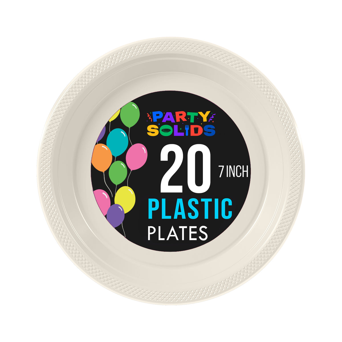 7 In. Ivory Plastic Plates - 20 Ct.