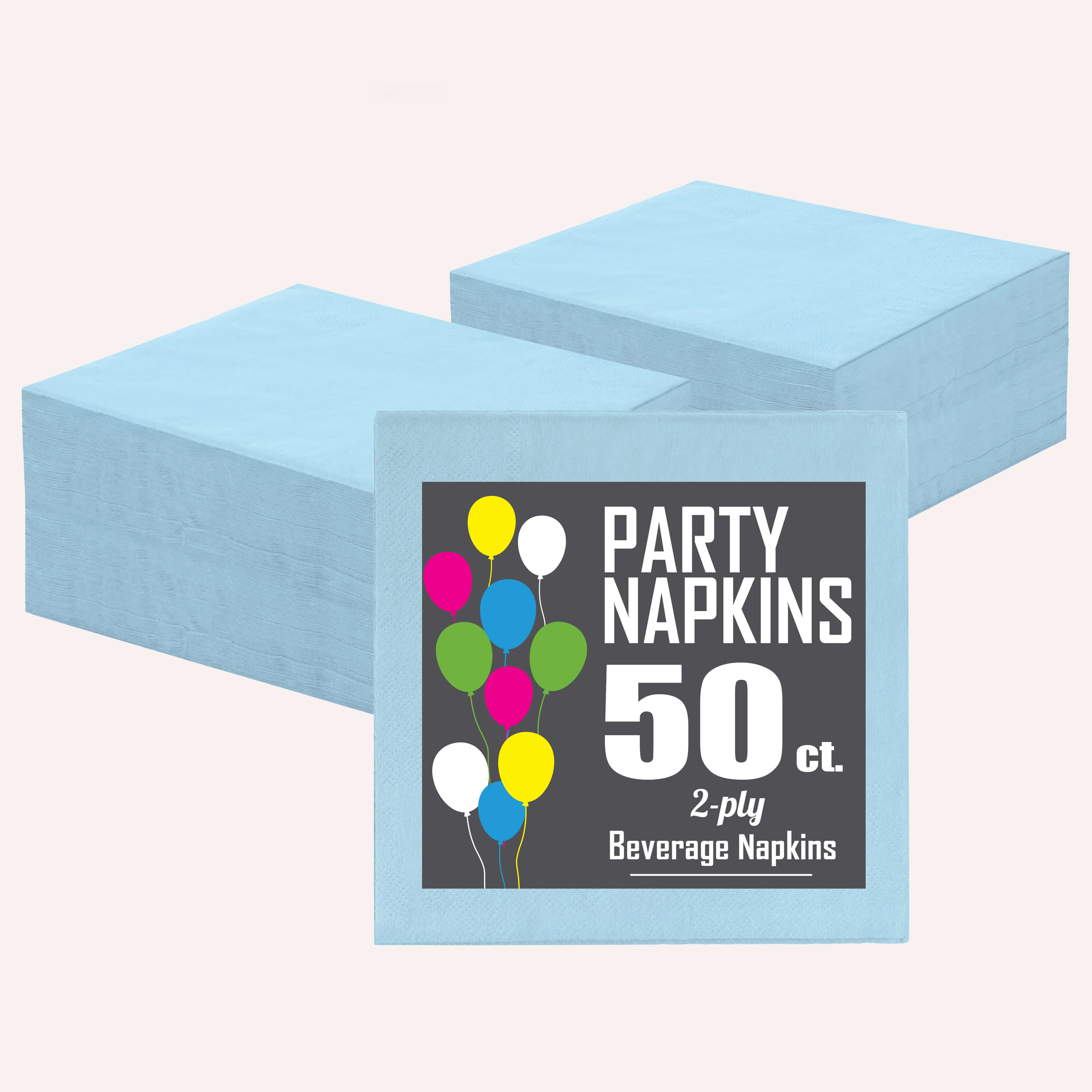Light Blue Beverage Napkins | 50 Count