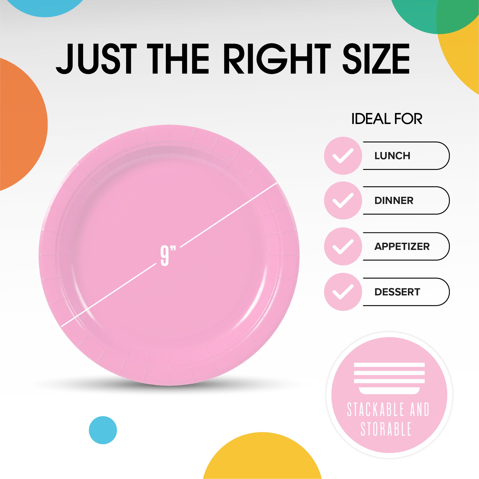 9 In. Pink Paper Plates - 20 Ct.