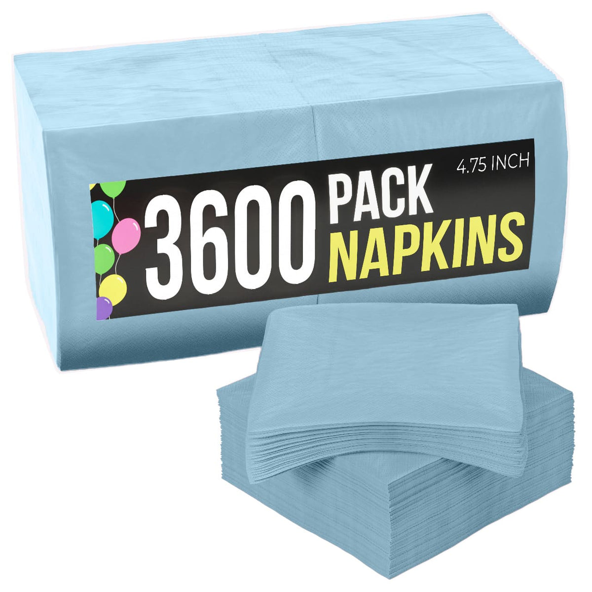 Light Blue Beverage Napkins - 4.75 in. x 4.75 in. | Case of 3600