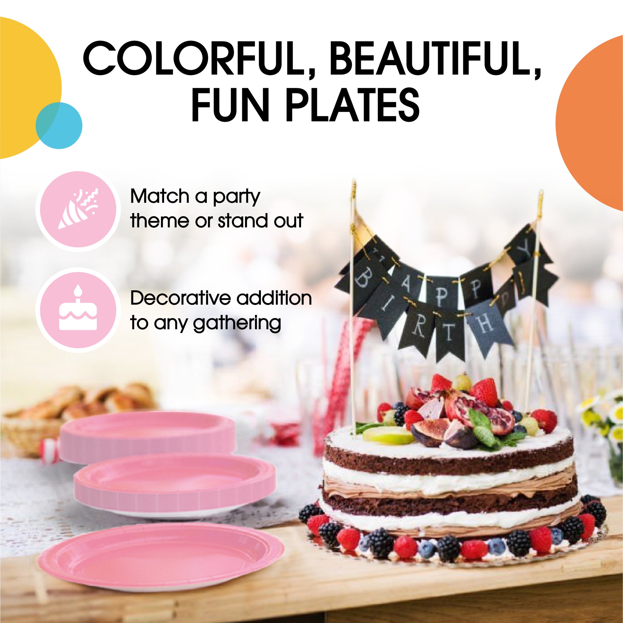 7 In. Pink Paper Plates - 20 Ct.
