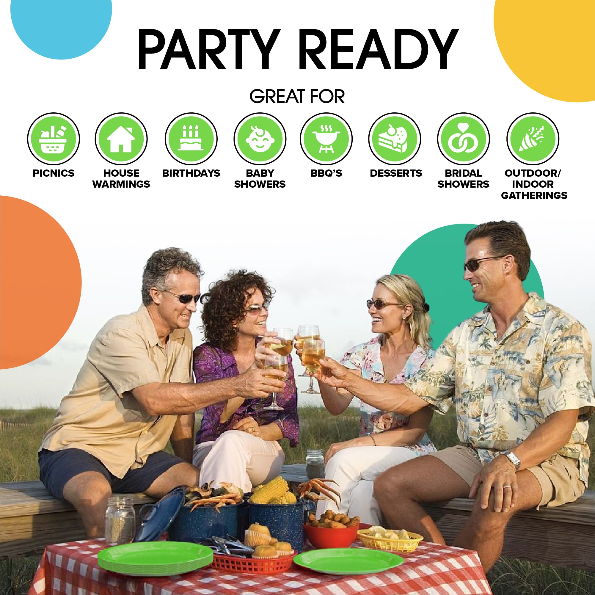 10 In. Lime Green Paper Plates - 20 Ct.