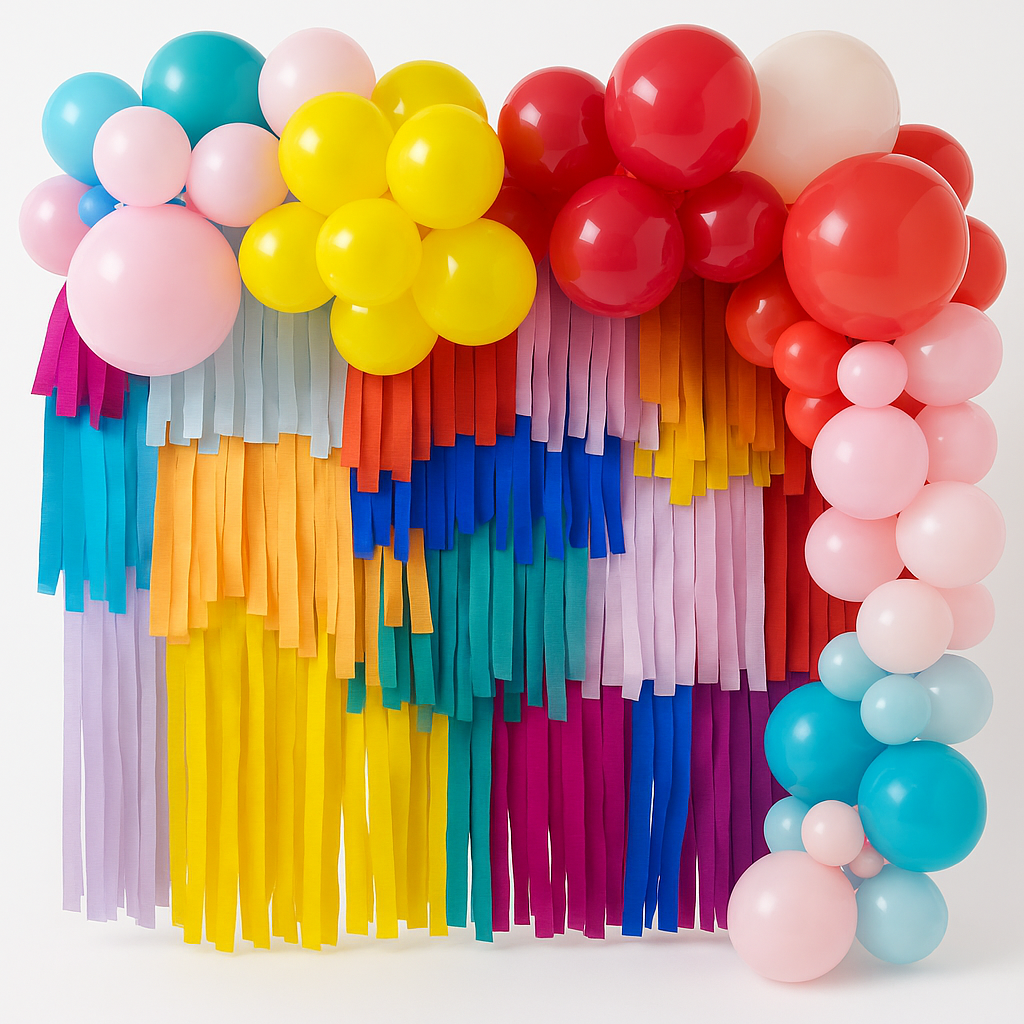 Vibrant Balloon Arch with Streamers