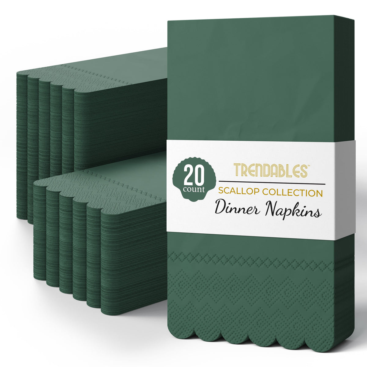3 Ply Cypress Green Scalloped Napkins - 13 in. x 15.7 in. - 20 Ct.
